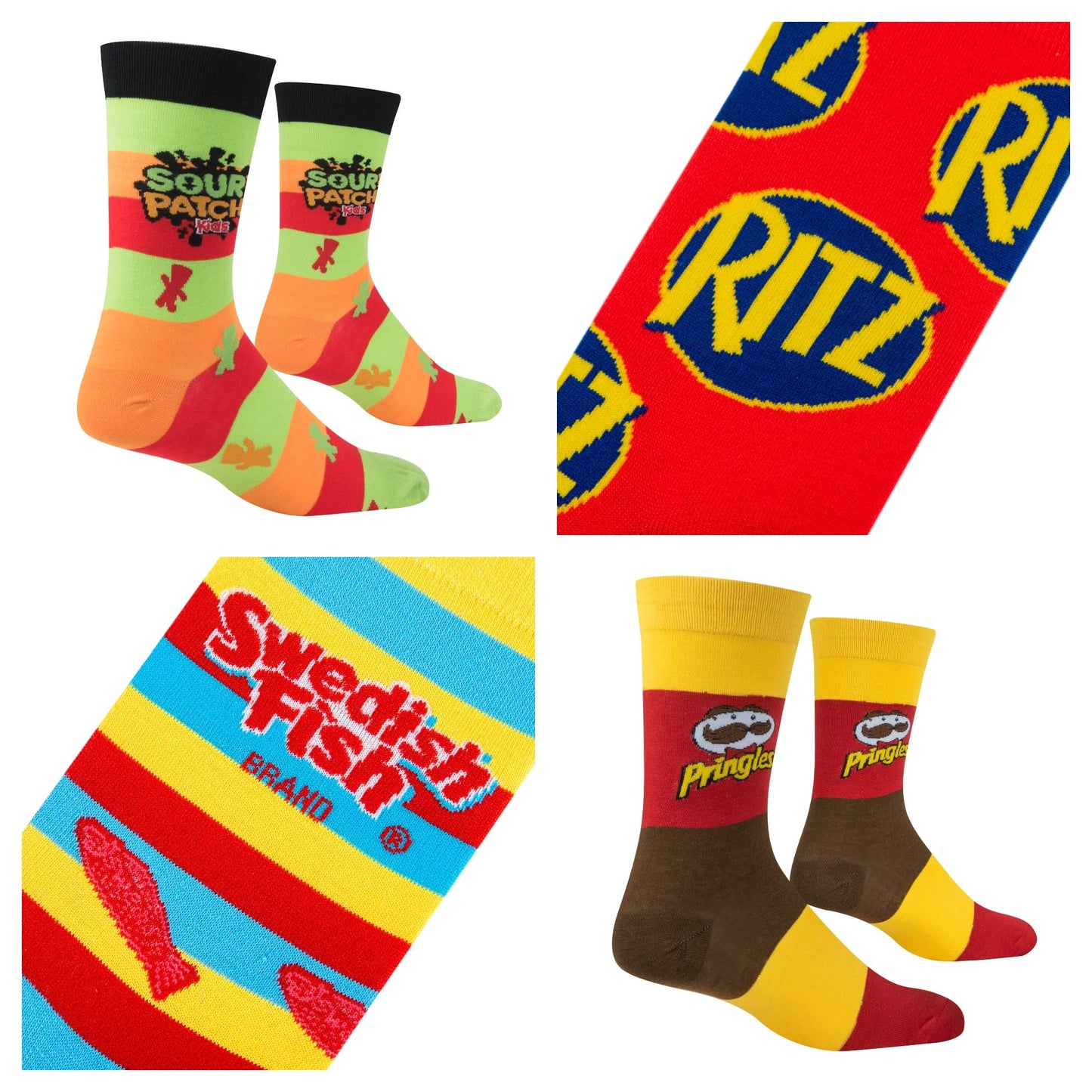 Crazy Socks, Snack & Junk Food Themes, Fun Silly Novelty Crew, Large, Fun 8 Pack