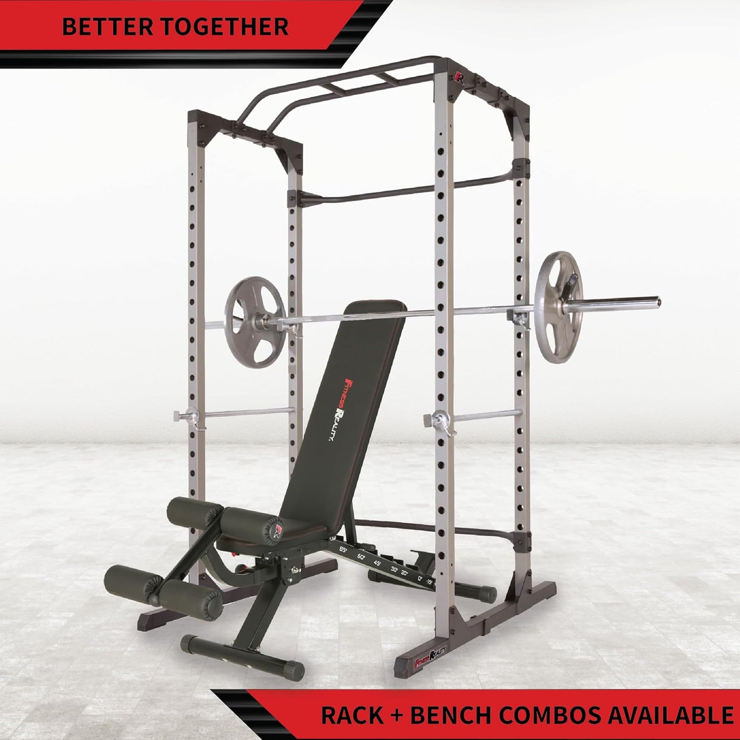 Fitness Reality Squat Rack Power Cage with | Optional LAT Pulldown & Leg Holdown Attachment | Squat and Bench Rack Combos| Super Max 810 XLT |