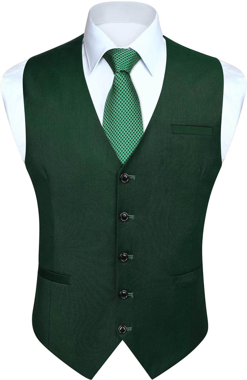 HISDERN Men's Suit Vest Business Formal Dress Waistcoat Vest with 3 Pockets for Suit or Tuxedo