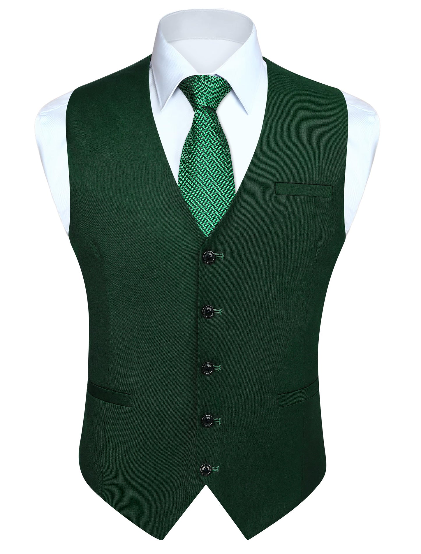 HISDERN Men's Suit Vest Business Formal Dress Waistcoat Vest with 3 Pockets for Suit or Tuxedo