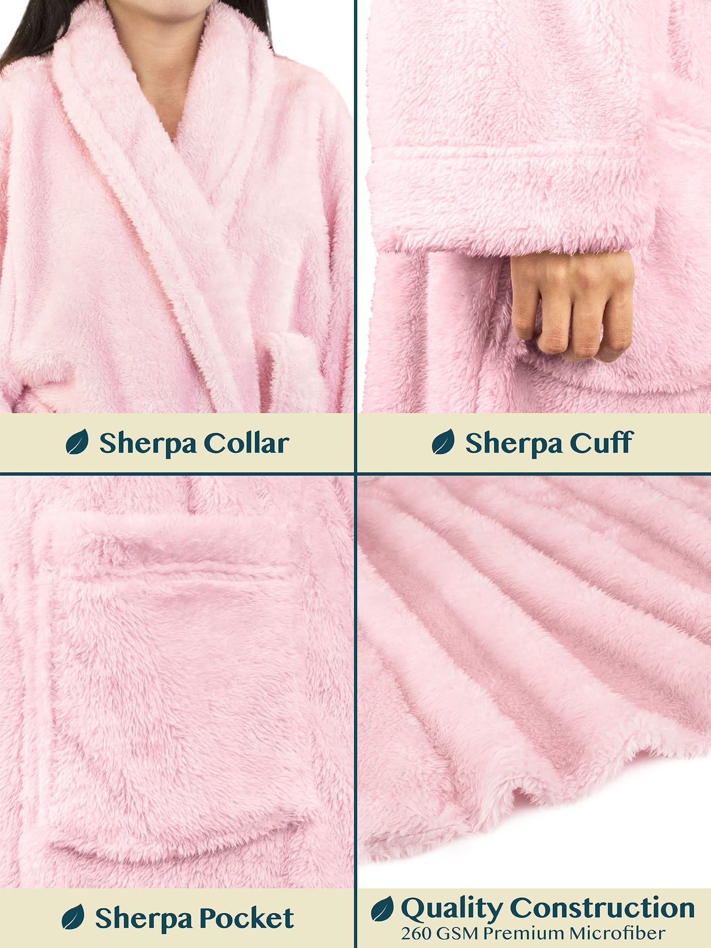 PAVILIA Premium Womens Plush Soft Robe Fluffy, Warm, Fleece Sherpa Shaggy Bathrobe