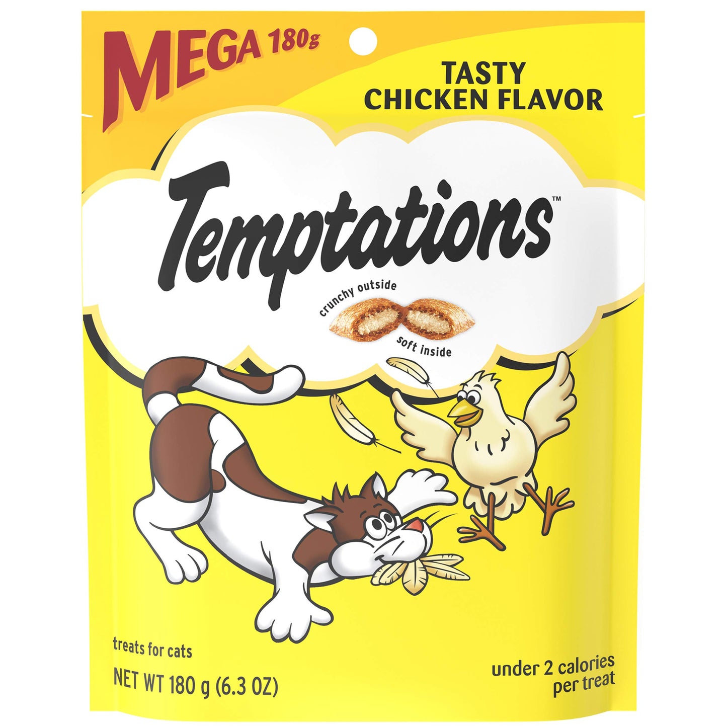 TEMPTATIONS Classic Crunchy and Soft Cat Treats Tasty Chicken Flavor, 30 oz. Tub