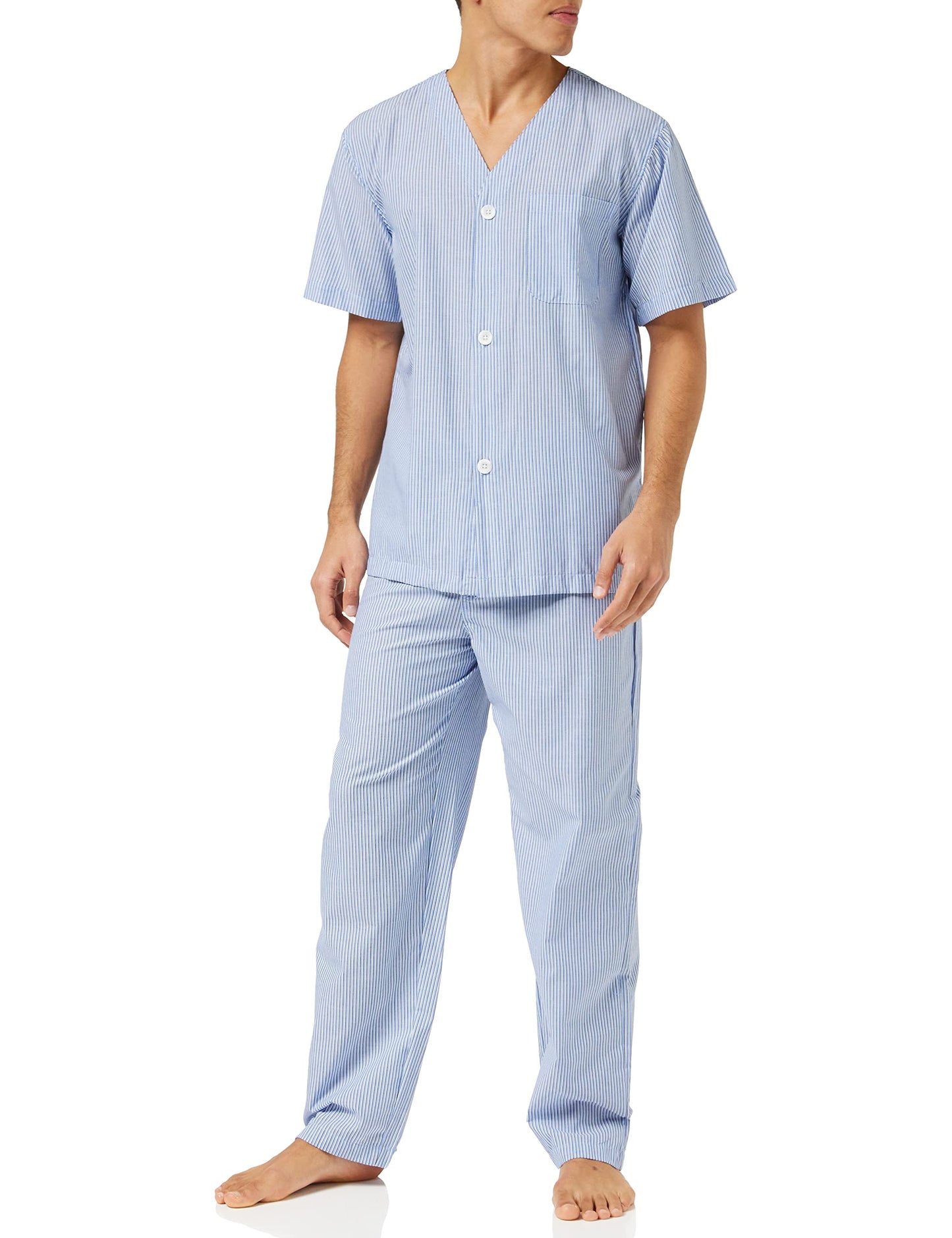 Fruit of the Loom Men's Broadcloth Short Sleeve Top and Long Pants Pajama Set