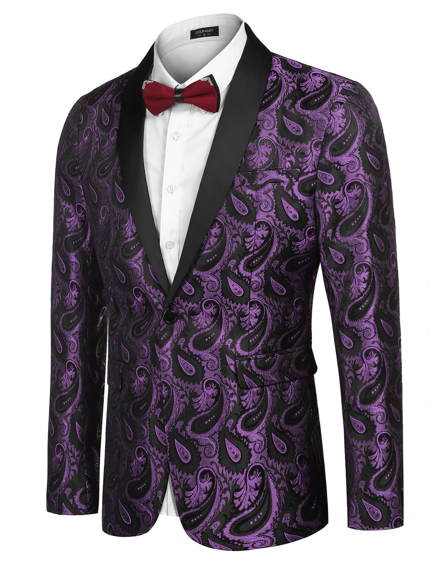 COOFANDY Mens Floral Tuxedo Jacket Paisley Shawl Lapel Suit Blazer Jacket for Dinner,Prom,Wedding