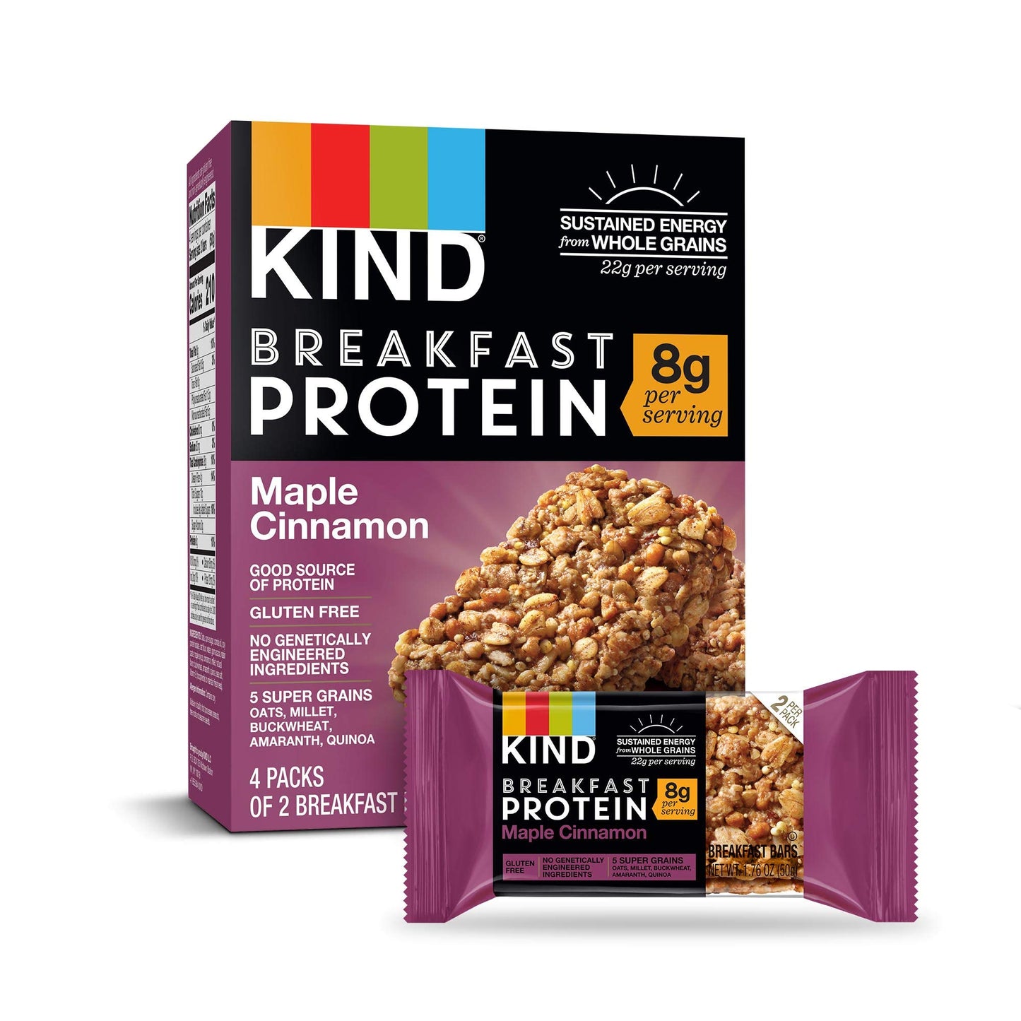 KIND Breakfast, Healthy Snack Bar, Almond Butter, Gluten Free Breakfast Bars, 8g Protein, 1.76 OZ Packs (6 Count)