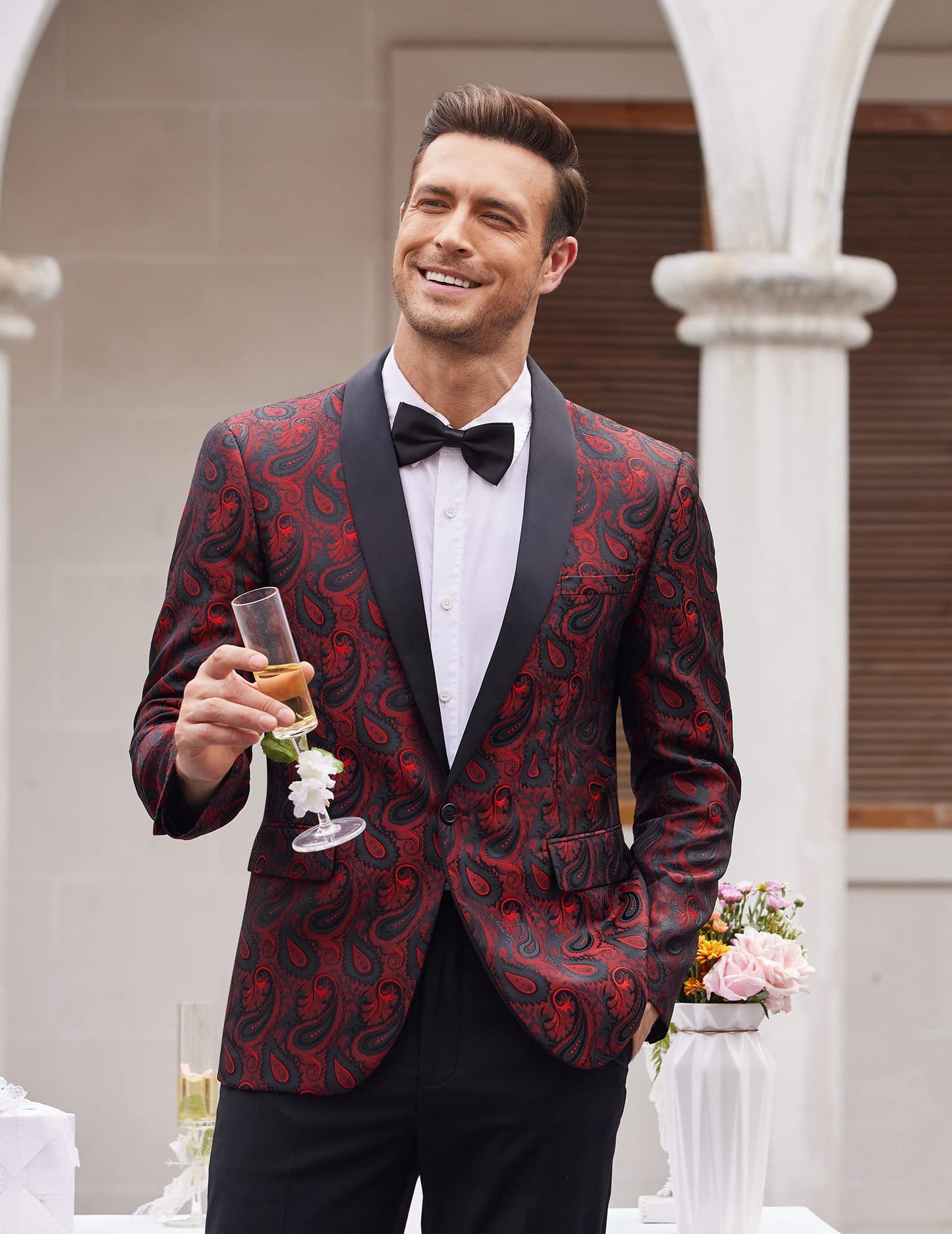 COOFANDY Mens Floral Tuxedo Jacket Paisley Shawl Lapel Suit Blazer Jacket for Dinner,Prom,Wedding