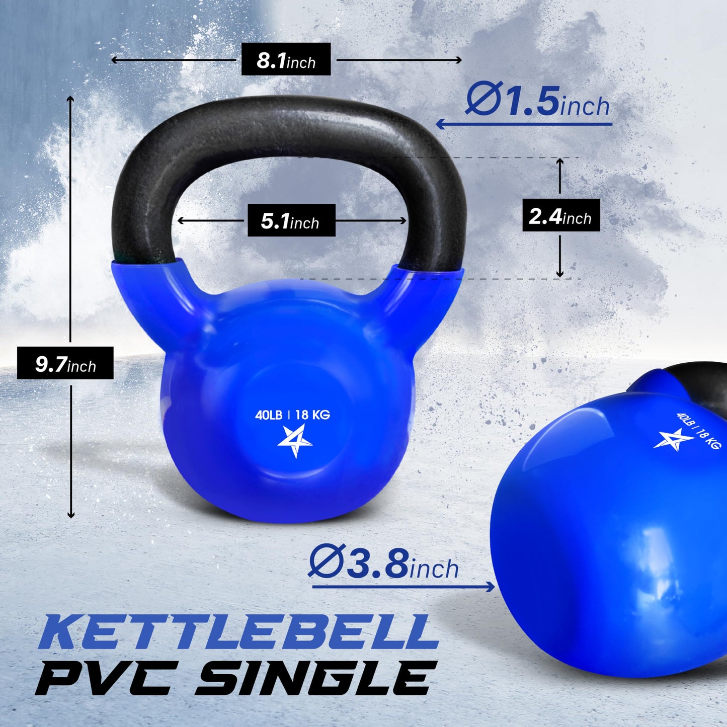 Yes4All Kettlebell Vinyl Coated Cast Iron – Great for Dumbbell Weights Exercises, Full Body Workout Equipment Push up, Grip Strength and Strength Training, PVC