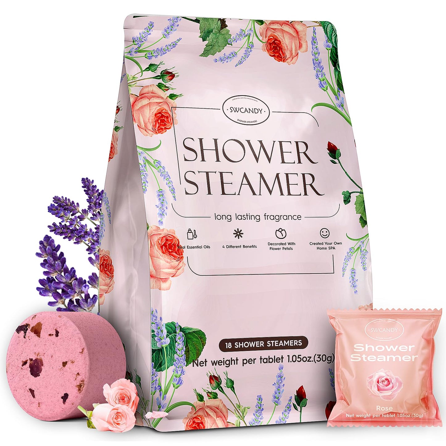 Shower Steamers Aromatherapy Birthday Gifts for Women - SWCANDY 8 Pcs Bath Bombs Gifts for Women, Shower Bombs Self Care Mothers Day Gifts for Mom with Essential Oils, Relaxation Home SPA