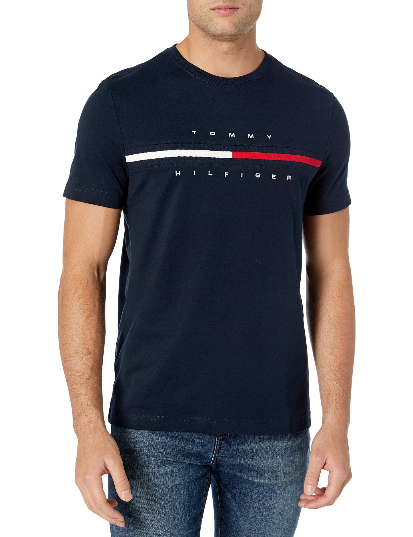 Tommy Hilfiger Men's Short Sleeve Signature Stripe Graphic T-Shirt