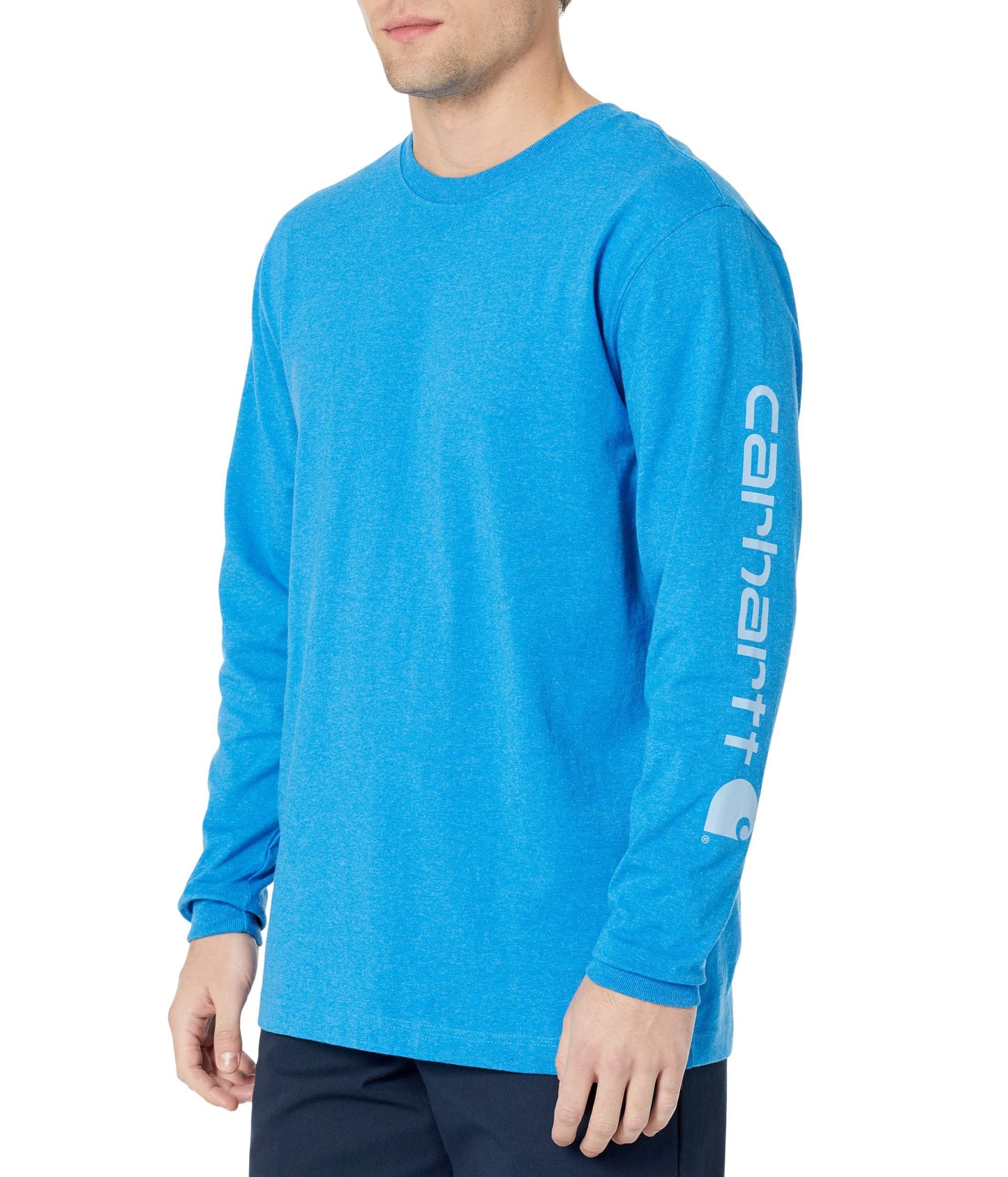 Carhatt Mens Loose Fit Heavyweight LongSleeve Logo Sleeve Graphic TShirt