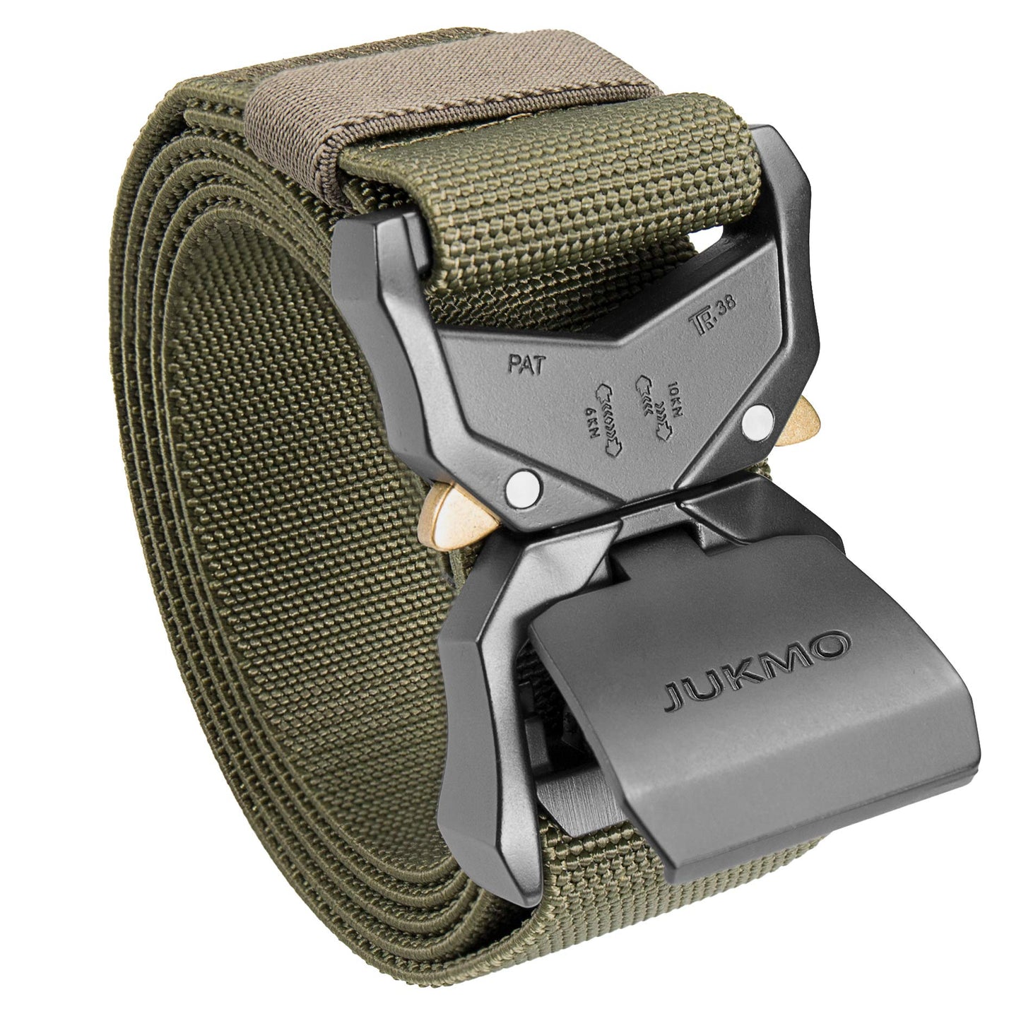 JUKMO Tactical Belt, Military Hiking Rigger 1.5" Nylon Web Work Belt with Heavy Duty Quick Release Buckle