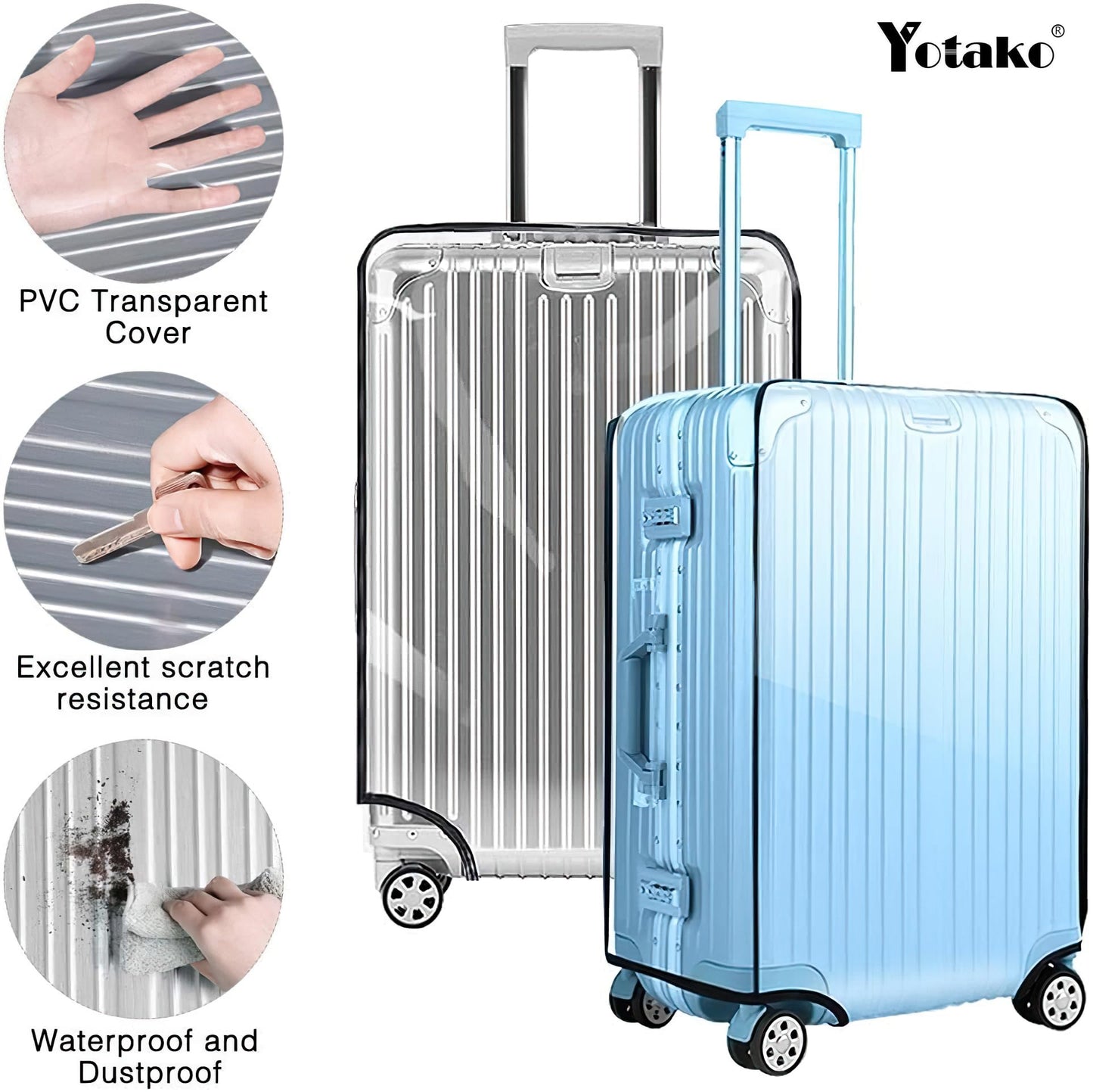 Yotako Clear PVC Suitcase Cover Protectors 28 Inch Luggage Cover for Wheeled Suitcase (28''(24.80''H x 19.90''L x 12.40''W))