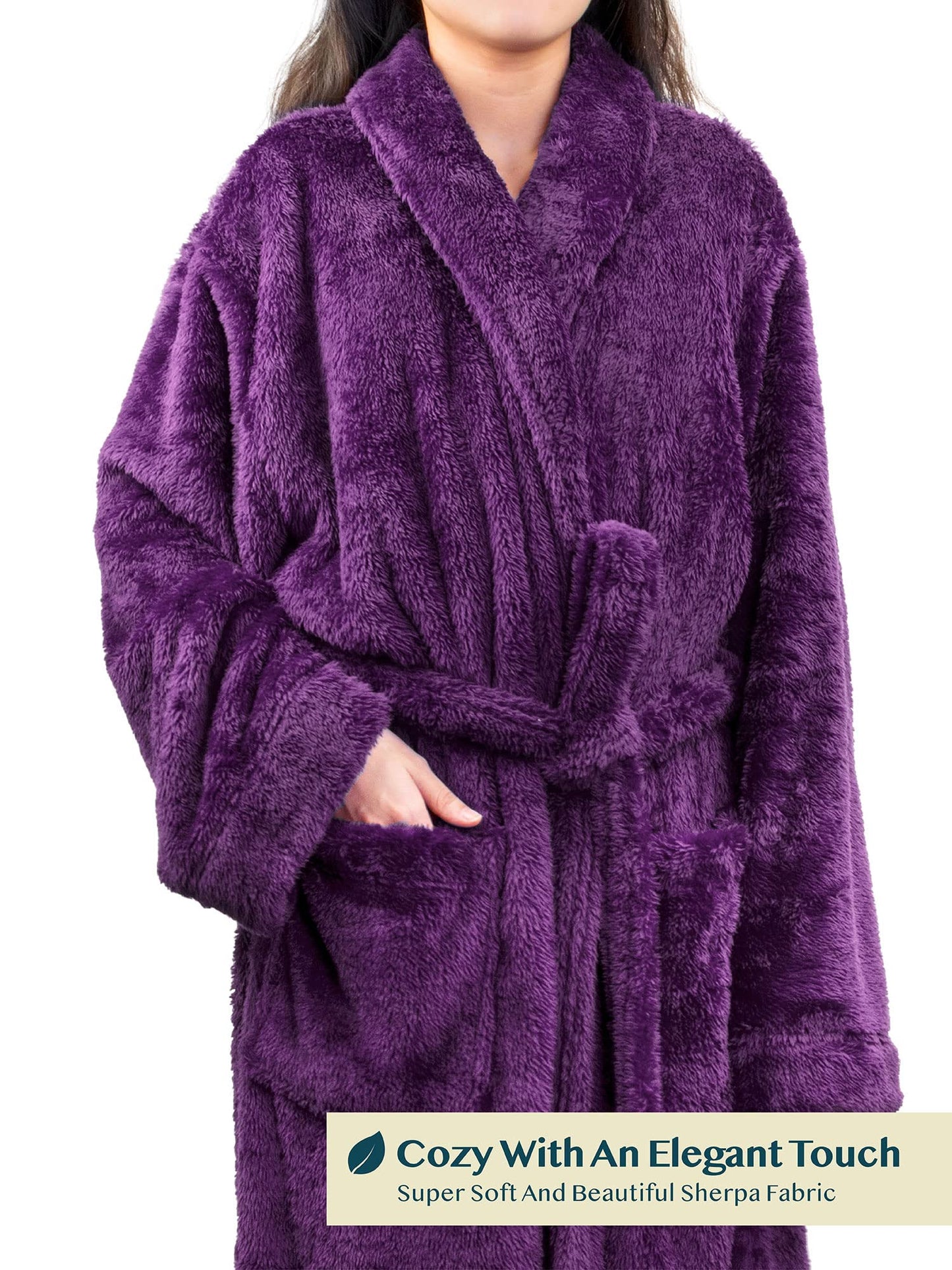 PAVILIA Premium Womens Plush Soft Robe Fluffy, Warm, Fleece Sherpa Shaggy Bathrobe