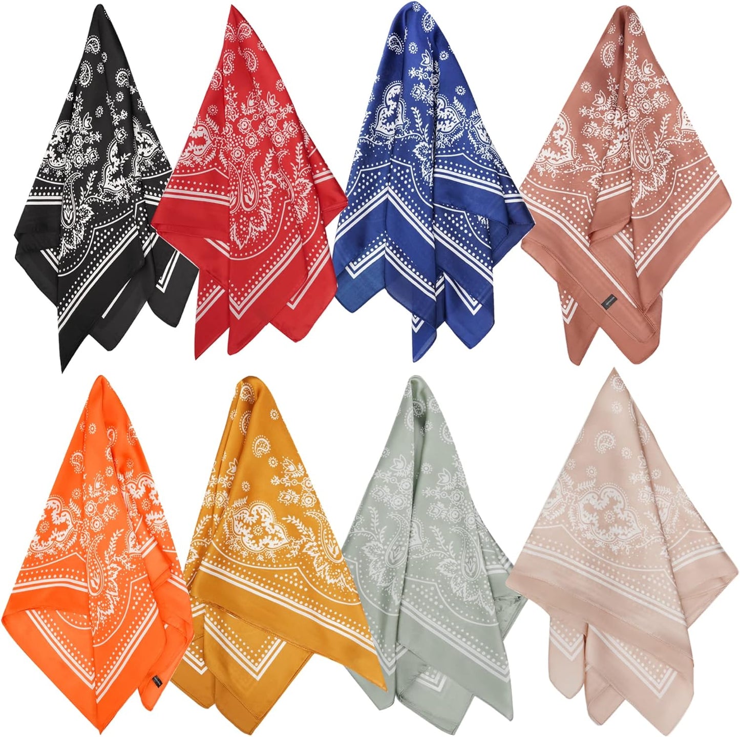 VANLINKER 27.5 Inches Silk Head Scarf for Women Men Vintage Bandanas Satin Hair Scarf Silk Wrap Neck Square Scarves VL9549