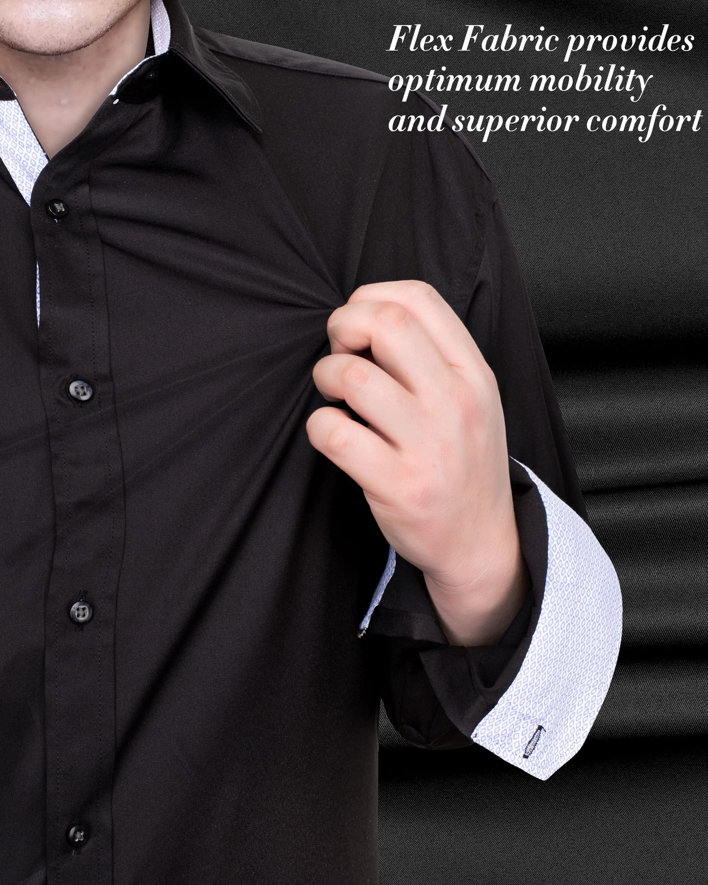 J.VER Men's Casual Long Sleeve Stretch Dress Shirt Wrinkle-Free Regular Fit Button Down Shirts