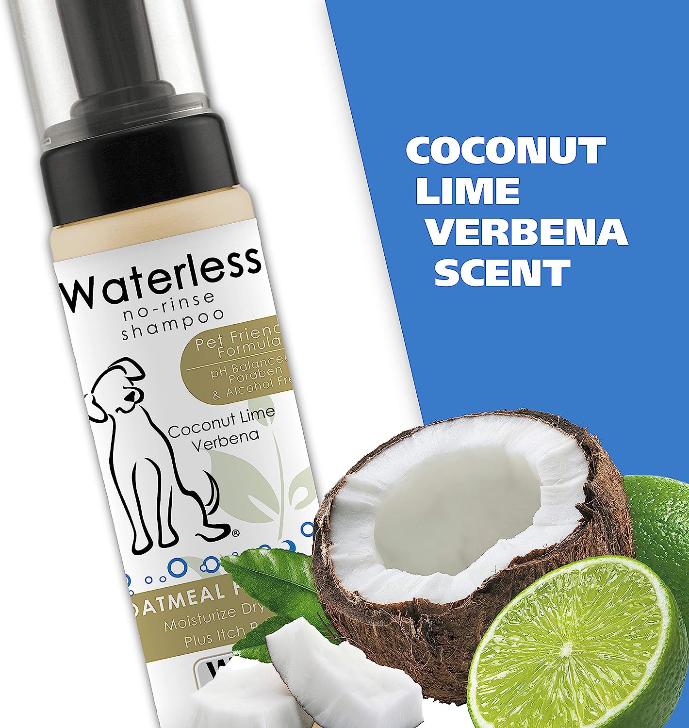 Wahl USA Pet Friendly Waterless No Rinse Shampoo for Animals – Oatmeal & Coconut Lime Verbena for Cleaning, Conditioning, Detangling & Moisturizing Dogs, Cats & Horses – 7.1 Oz - Model 820015A