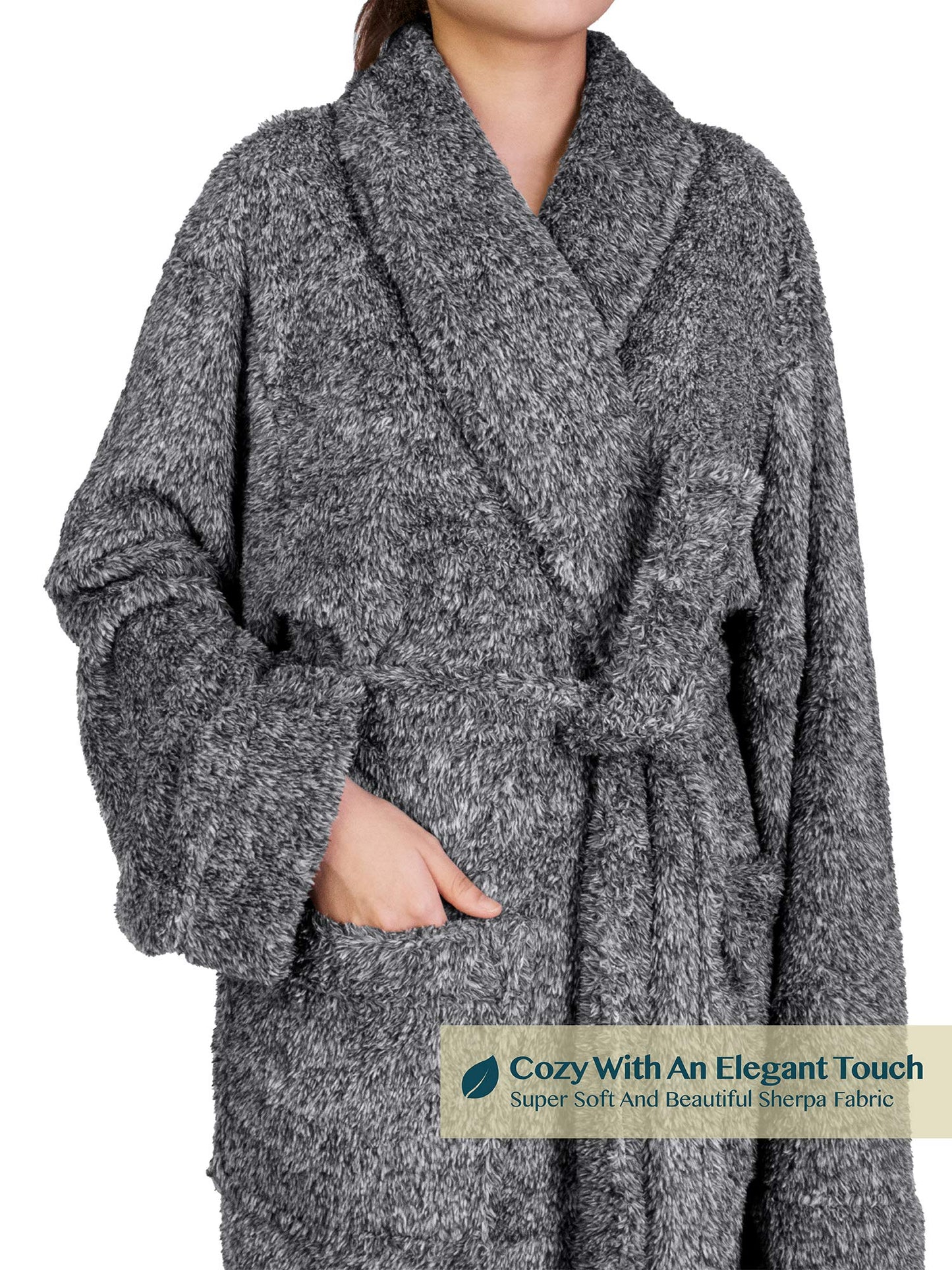 PAVILIA Premium Womens Plush Soft Robe Fluffy, Warm, Fleece Sherpa Shaggy Bathrobe