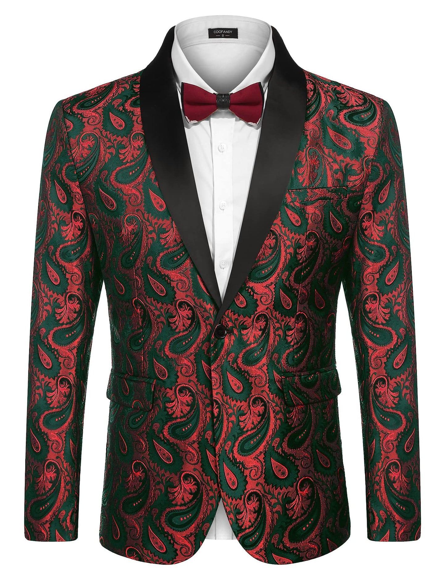 COOFANDY Mens Floral Tuxedo Jacket Paisley Shawl Lapel Suit Blazer Jacket for Dinner,Prom,Wedding