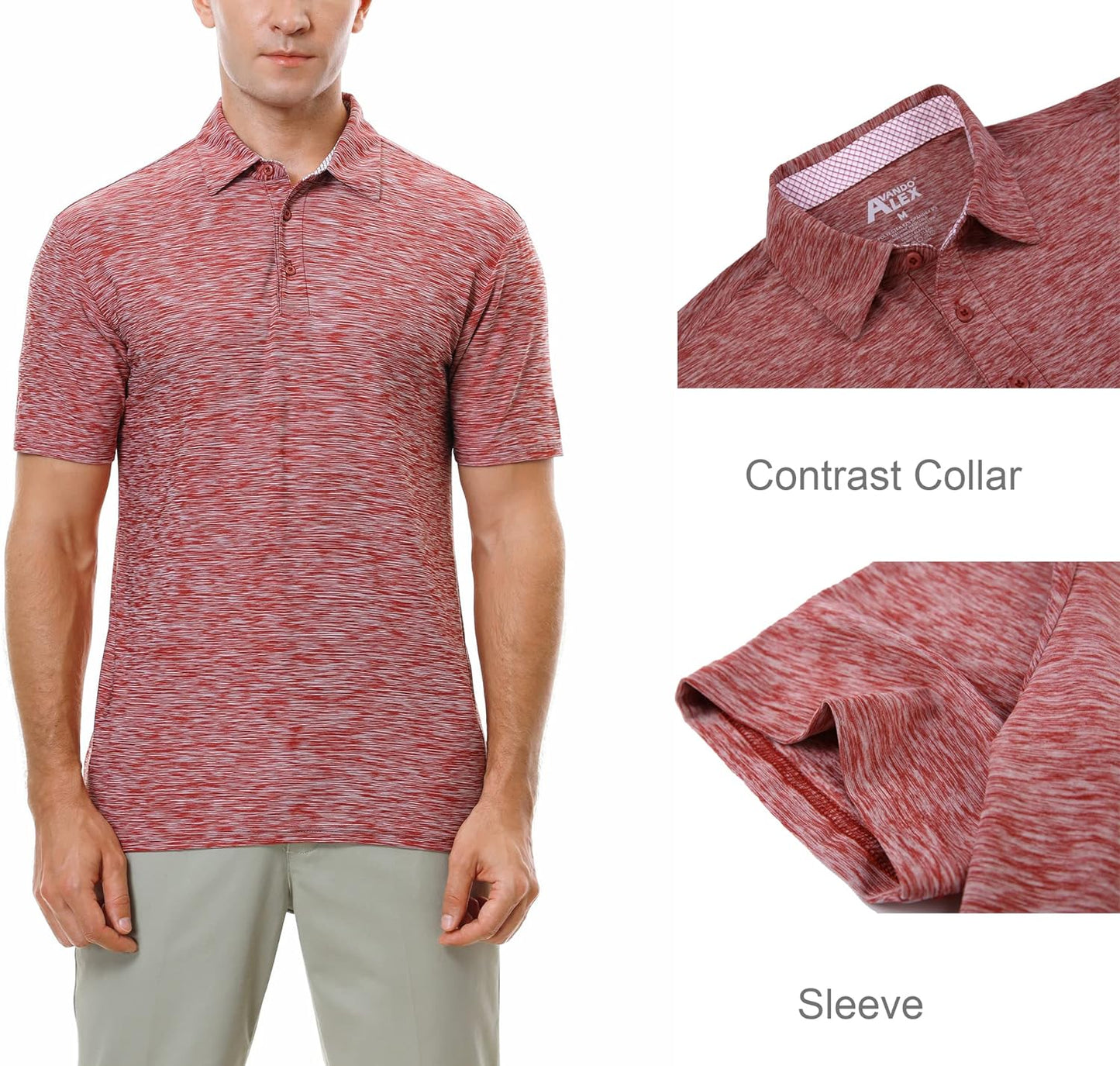 Alex Vando Mens Golf Shirt Moisture Wicking Quick-Dry Short Sleeve Casual Polo Shirts for Men