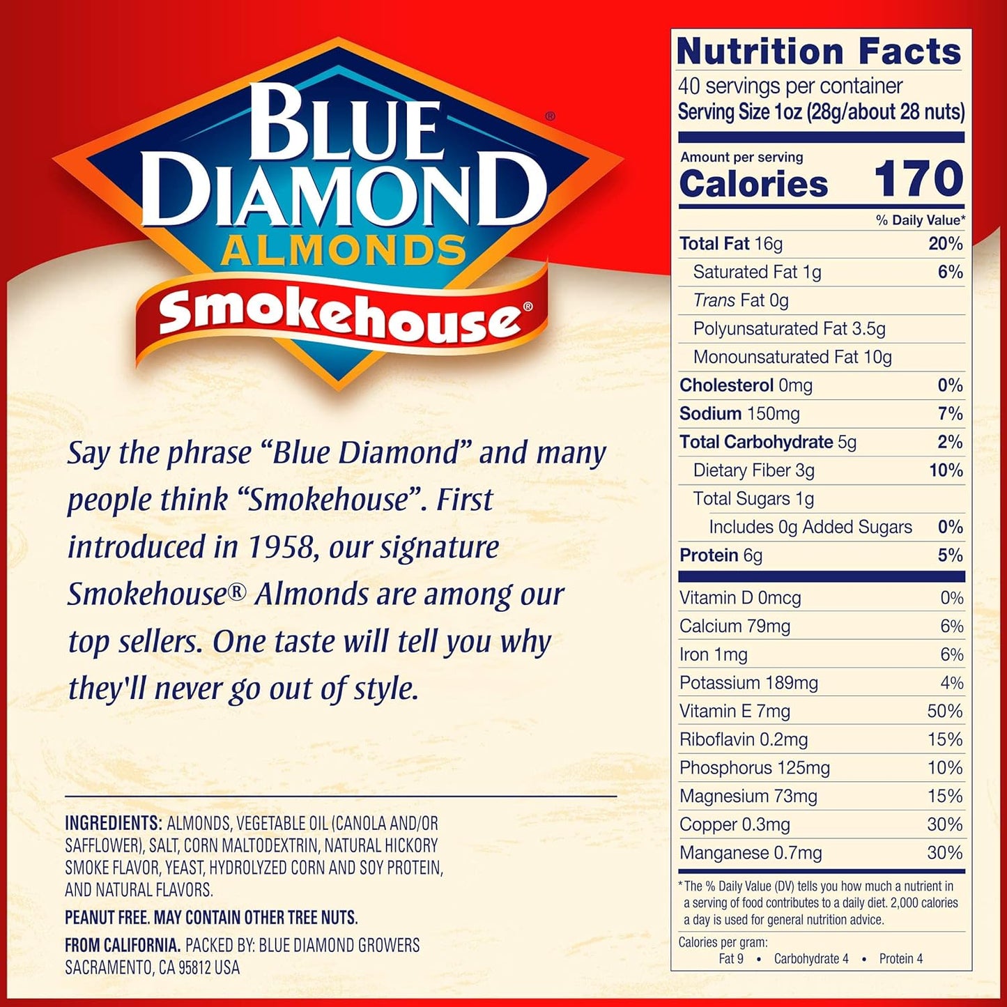 Blue Diamond Almonds Low Sodium Lightly Salted Snack Nuts, 40 Oz Resealable Bag (Pack of 1)