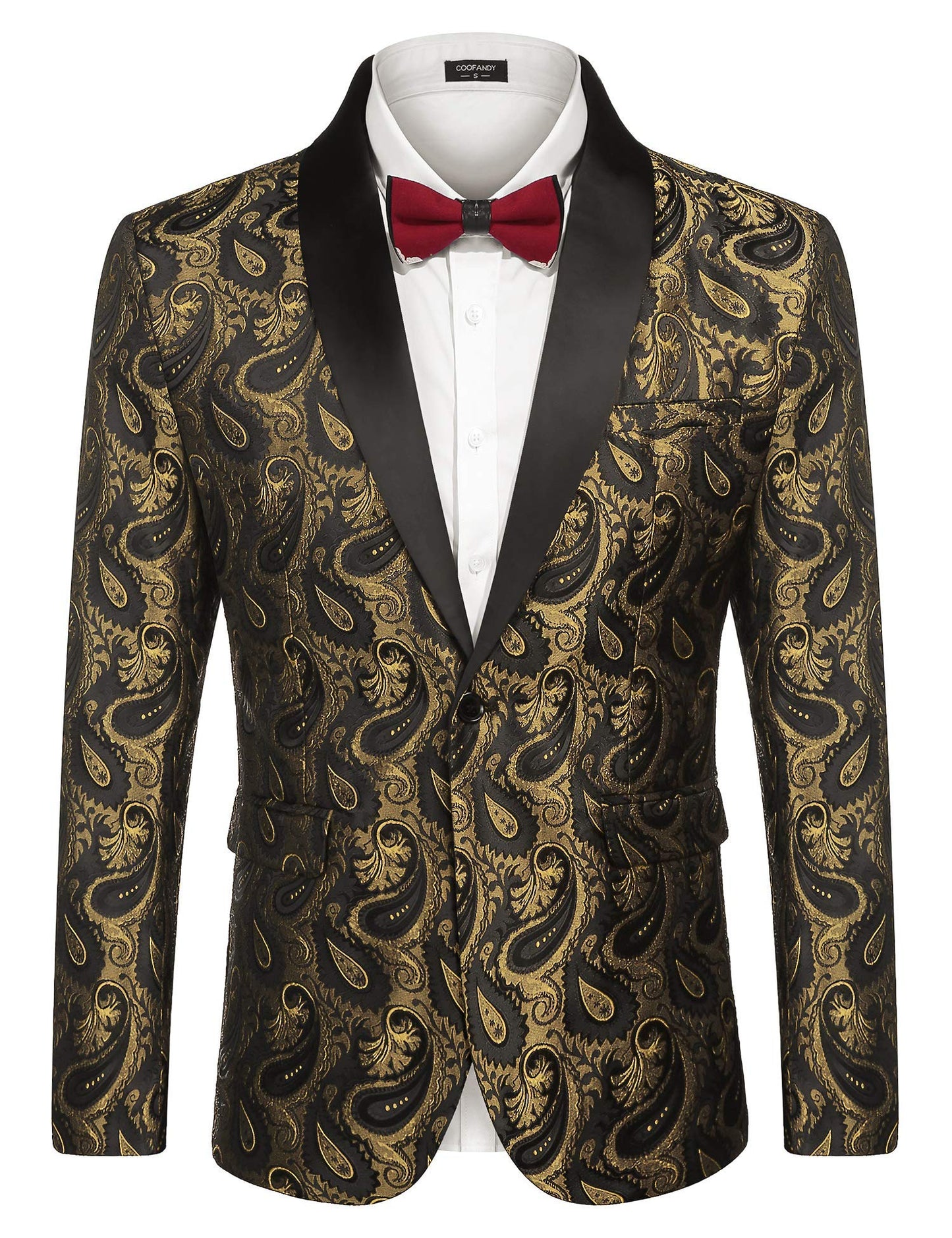 COOFANDY Mens Floral Tuxedo Jacket Paisley Shawl Lapel Suit Blazer Jacket for Dinner,Prom,Wedding