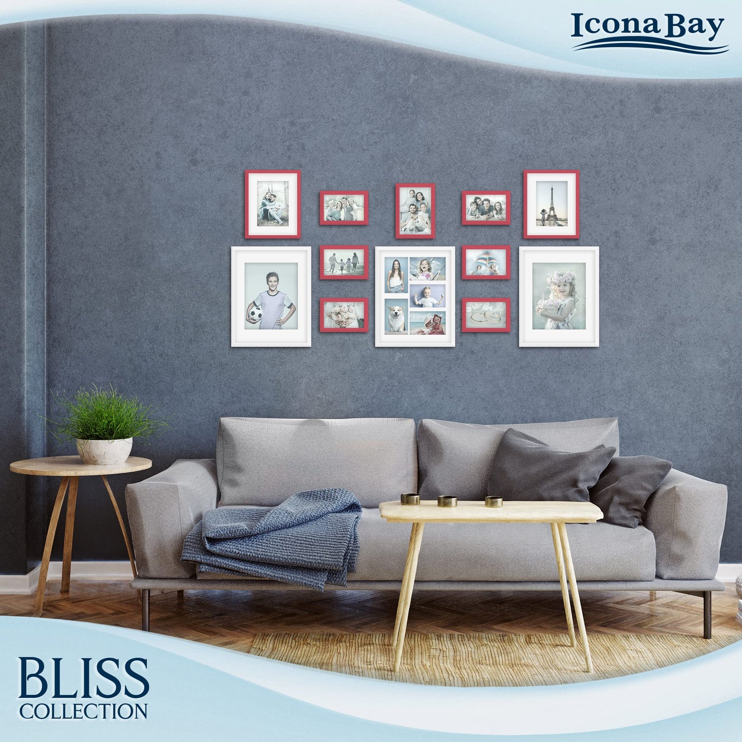 Icona Bay 5x7 Black Picture Frame, Modern Style Wood Composite Frame, Table Top or Wall Mount, Bliss Collection