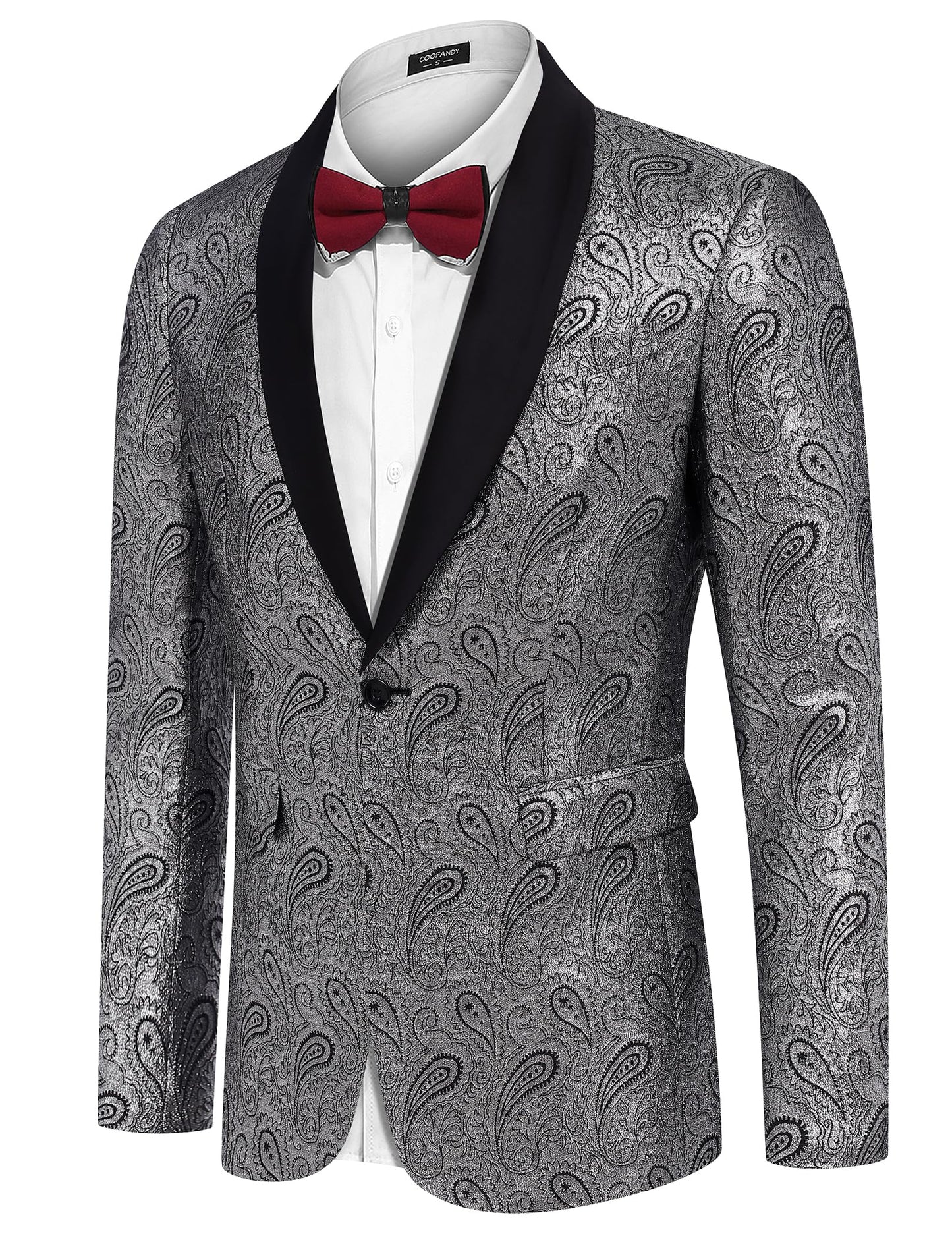 COOFANDY Mens Floral Tuxedo Jacket Paisley Shawl Lapel Suit Blazer Jacket for Dinner,Prom,Wedding