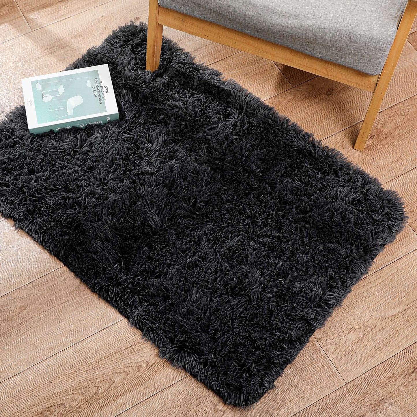 Ophanie Machine Washable Upgrade 4x6 Rugs for Bedroom, Grey, Fluffy Shaggy Soft Area Rug, Gray Non-Slip Indoor Floor Carpet for Living Room, Kids Baby Boys Teen Dorm Home Decor Aesthetic, Nursery