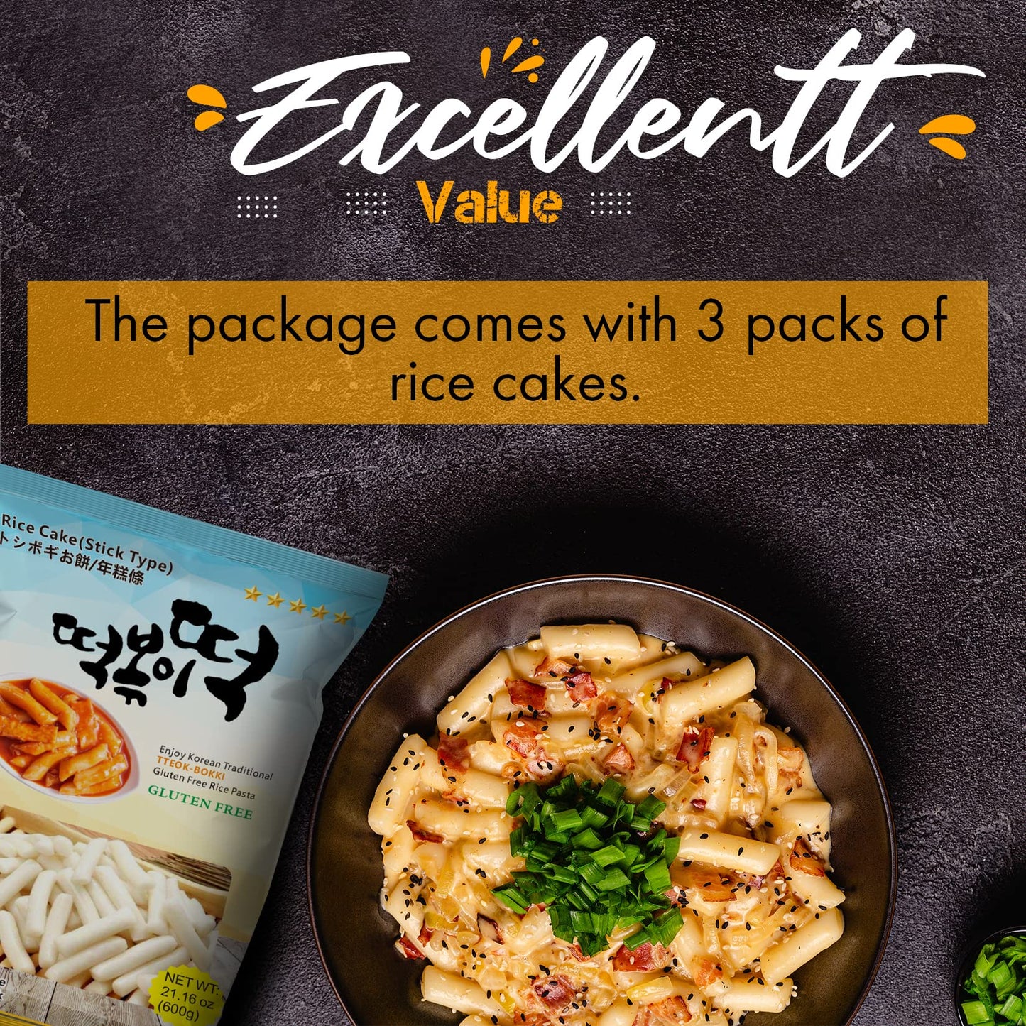 Fusion Select Korean Rice Cakes Tteokbokki Stick Vegan Non-GMO Gluten Free Tteok Pasta Asian Snacks & Food, Gluten Free (1 Pack)