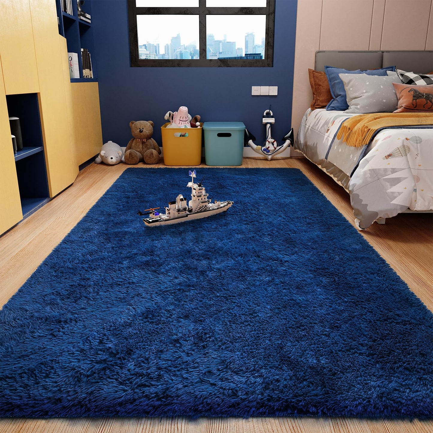 Ophanie Machine Washable Upgrade 4x6 Rugs for Bedroom, Grey, Fluffy Shaggy Soft Area Rug, Gray Non-Slip Indoor Floor Carpet for Living Room, Kids Baby Boys Teen Dorm Home Decor Aesthetic, Nursery