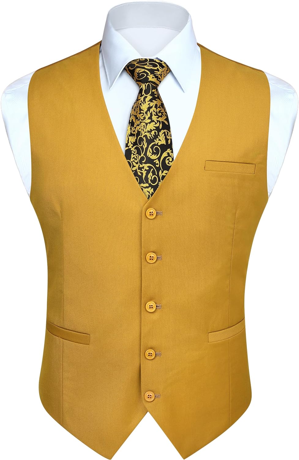 HISDERN Men's Suit Vest Business Formal Dress Waistcoat Vest with 3 Pockets for Suit or Tuxedo