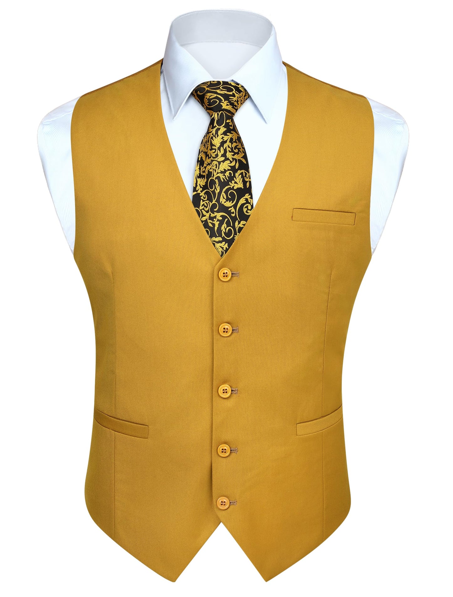 HISDERN Men's Suit Vest Business Formal Dress Waistcoat Vest with 3 Pockets for Suit or Tuxedo