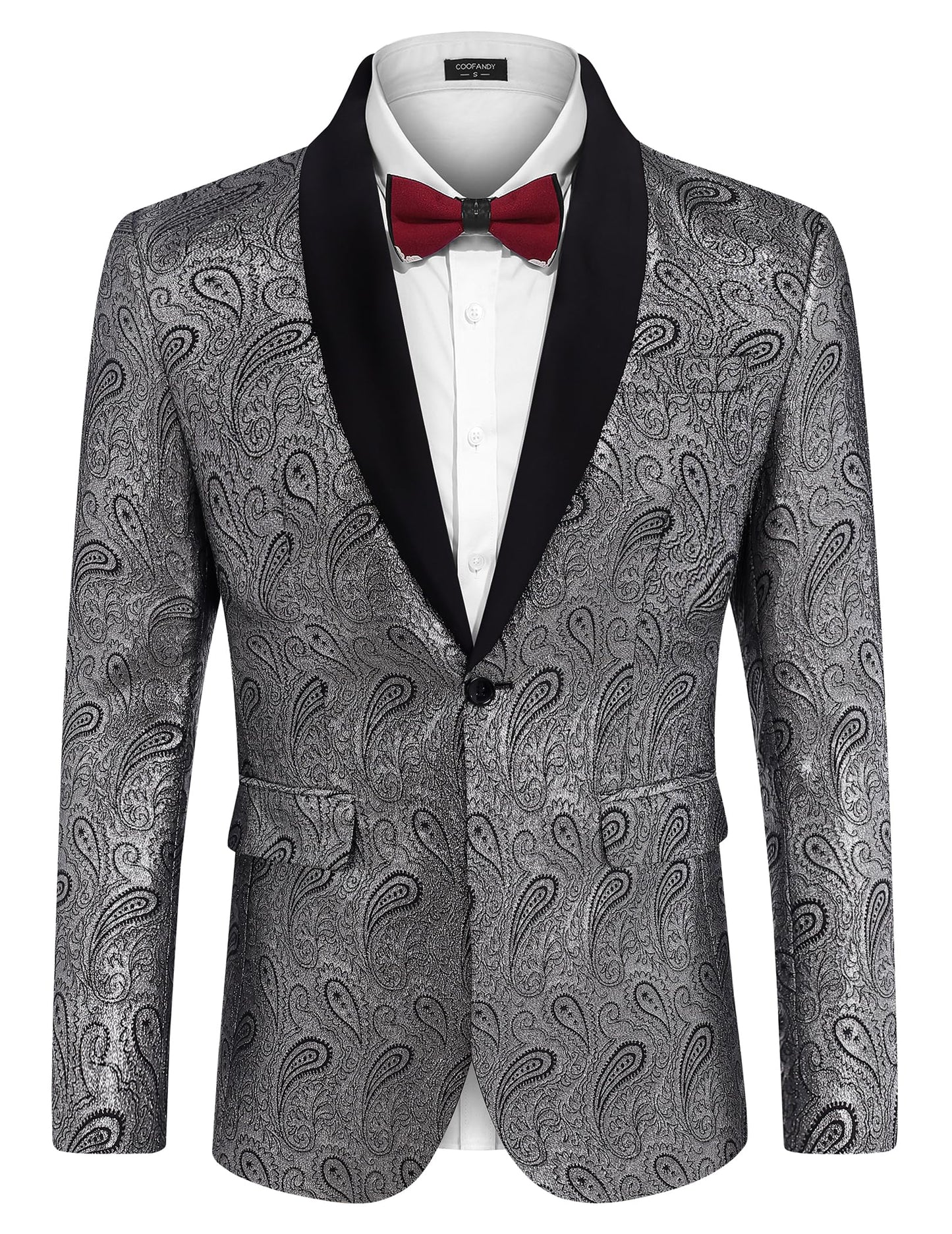 COOFANDY Mens Floral Tuxedo Jacket Paisley Shawl Lapel Suit Blazer Jacket for Dinner,Prom,Wedding