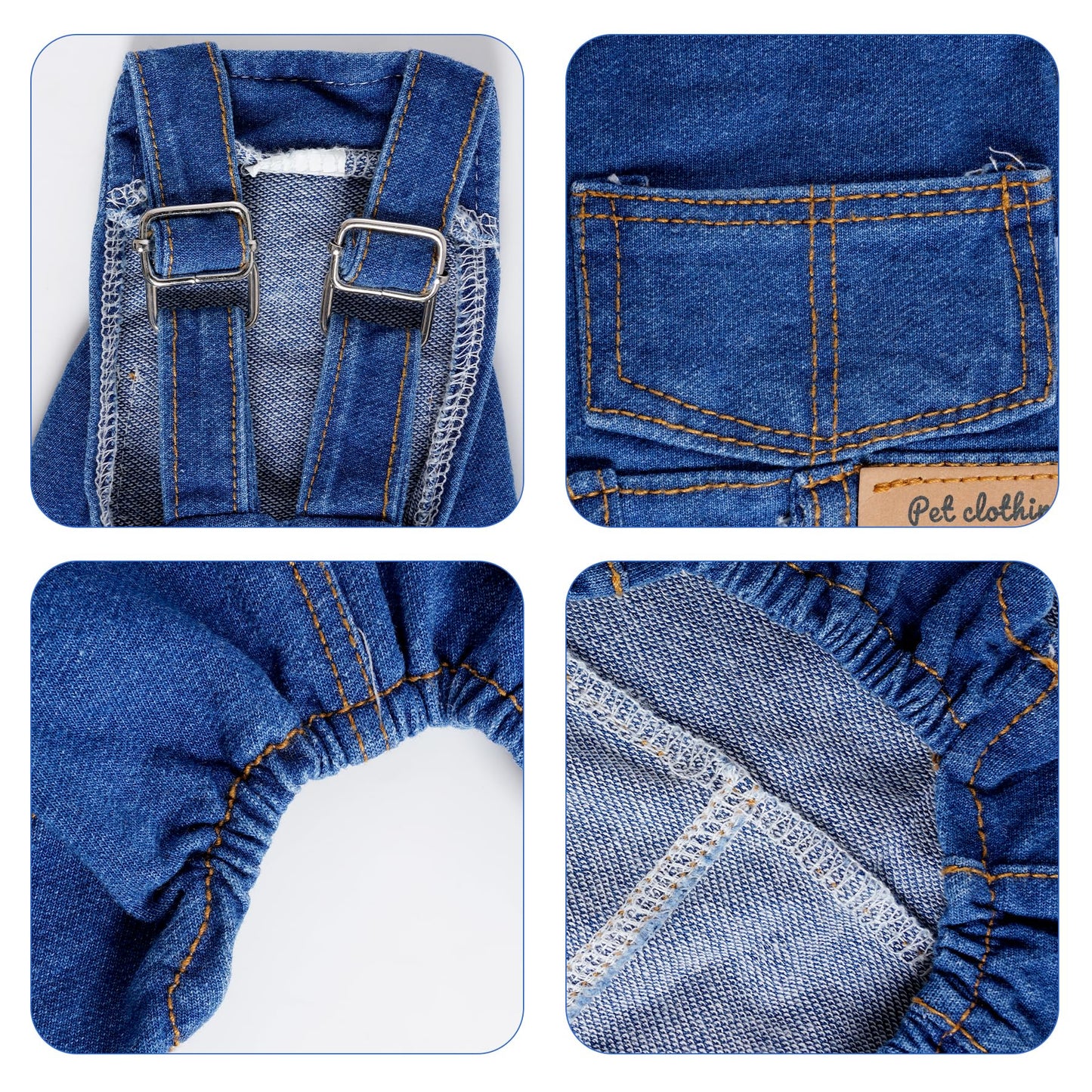 1 Piece of Dog Denim Shirts Puppy Jean Jacket Sling Jumpsuit Costumes Pet Jean Overalls Dog Pants Outfits for Small Puppy Cat Pets (Blue, Small)