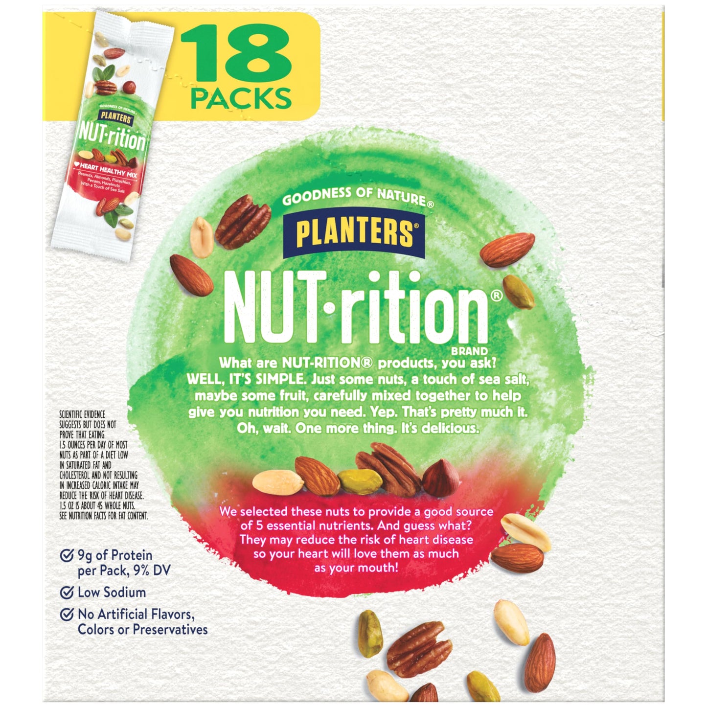 Planters NUT-RITION MEN'S HEALTH Recommended Nut Mix with Peanuts, Almonds, Pistachios Sea Salt, 7 ct of 1.25 oz Packs