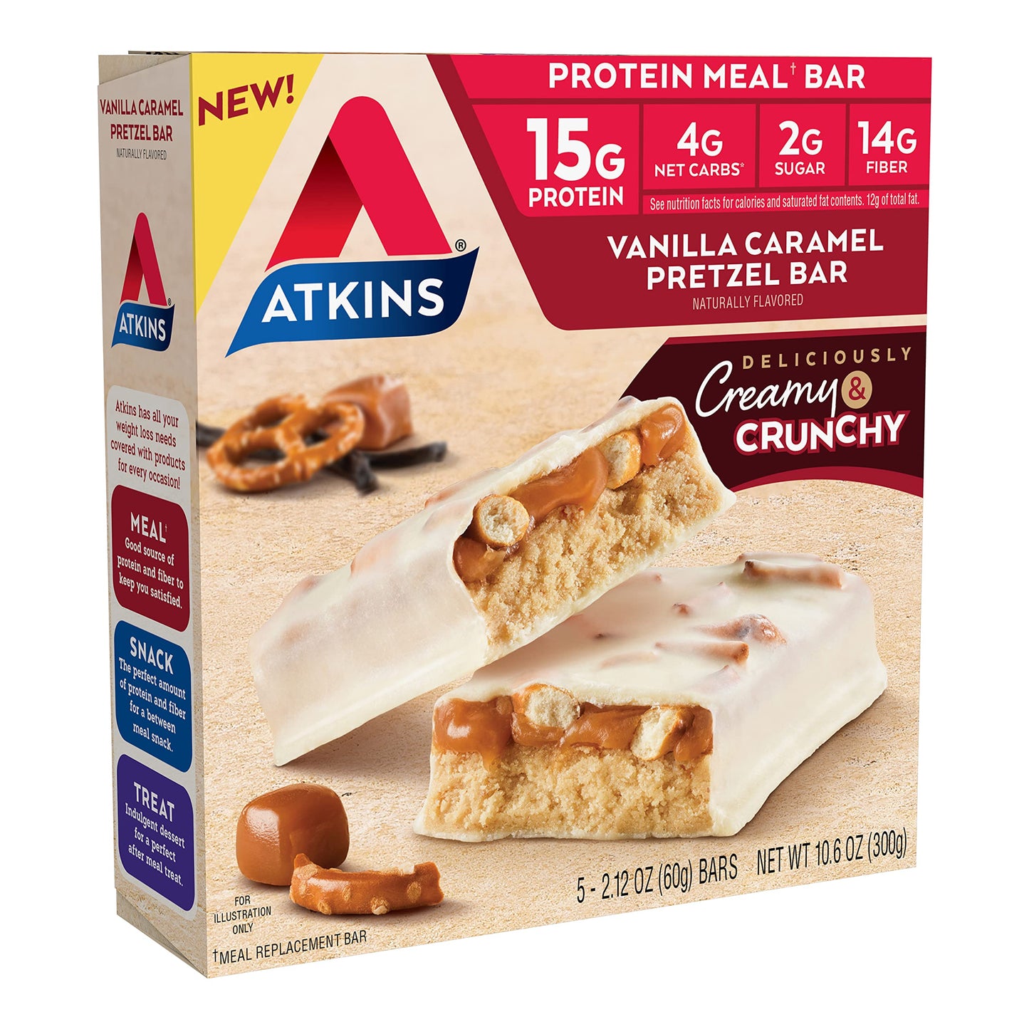 Atkins Chocolate Crème Protein Wafer Crisps, Protein Dessert, 4g Net Carb, 1g Sugar, High in Fiber, Keto Friendly, 5 Count