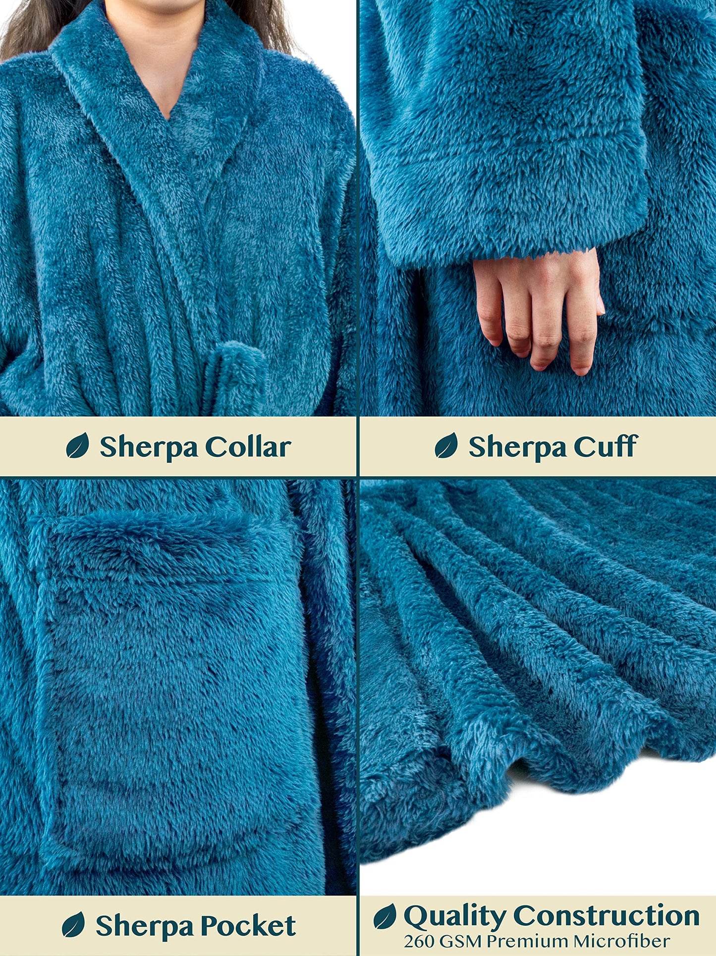 PAVILIA Premium Womens Plush Soft Robe Fluffy, Warm, Fleece Sherpa Shaggy Bathrobe