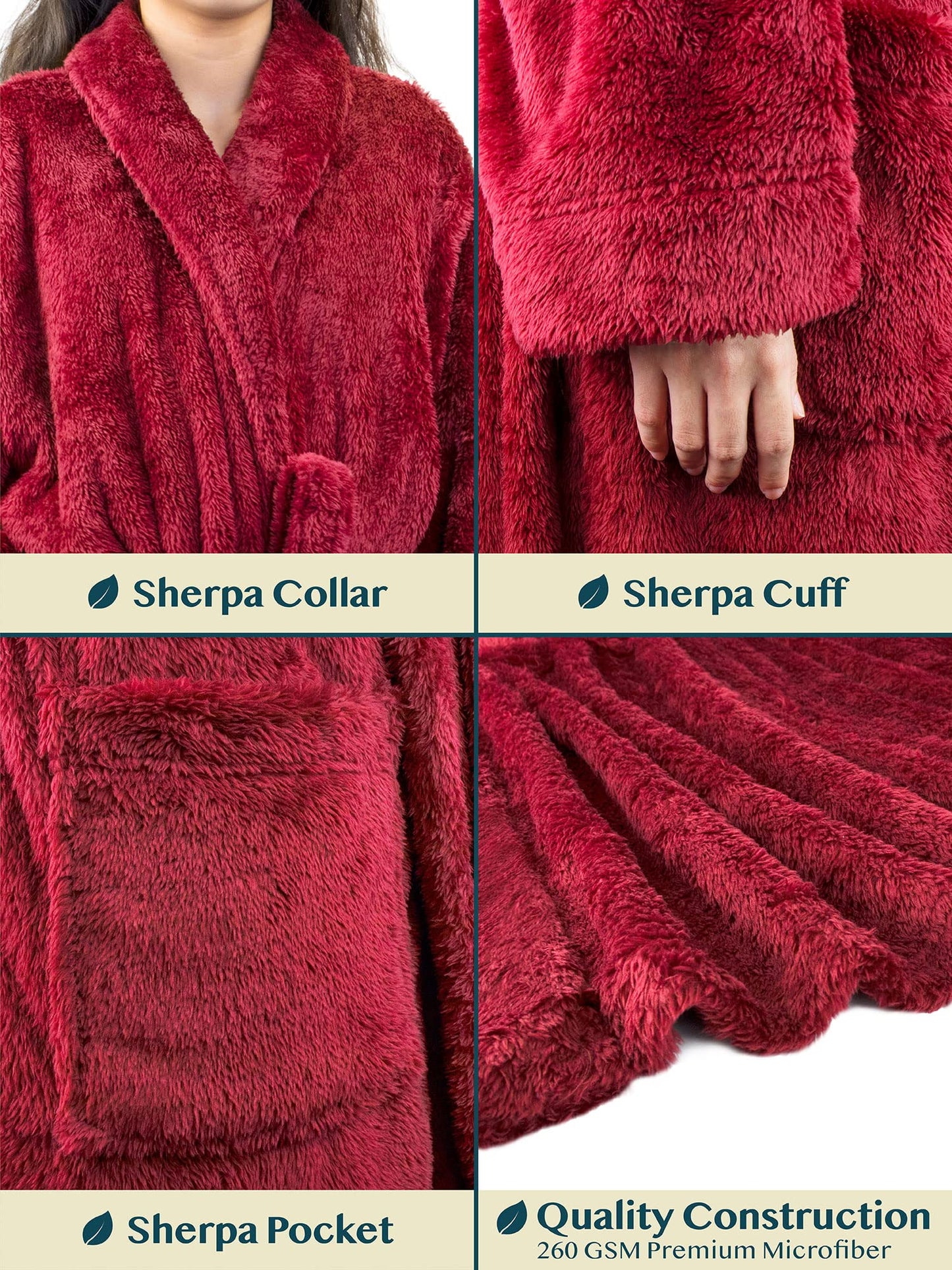 PAVILIA Premium Womens Plush Soft Robe Fluffy, Warm, Fleece Sherpa Shaggy Bathrobe