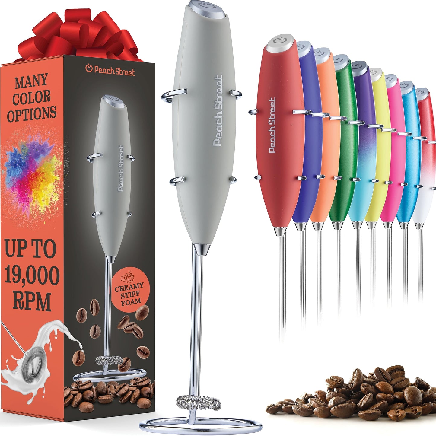 Powerful Handheld Milk Frother, Mini Milk Frother Wand, Battery Operated Stainless Steel Drink Mixer - Milk Frother Stand for Milk Coffee, Lattes, Cappuccino, Frappe, Matcha, Hot Chocolate. Great Gift