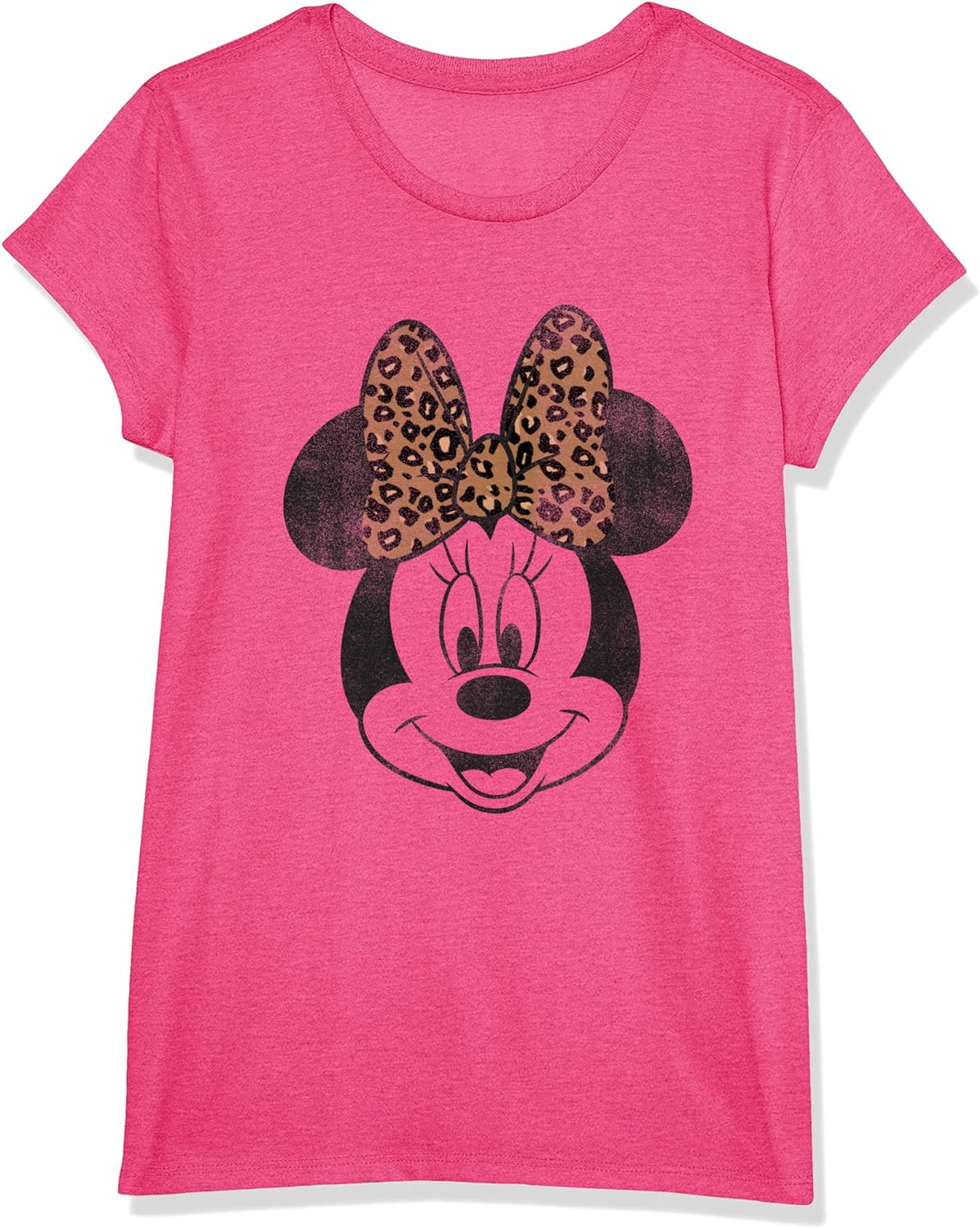 Disney Minnie Mouse Distressed Vintage Leopard Bow Portrait T-Shirt