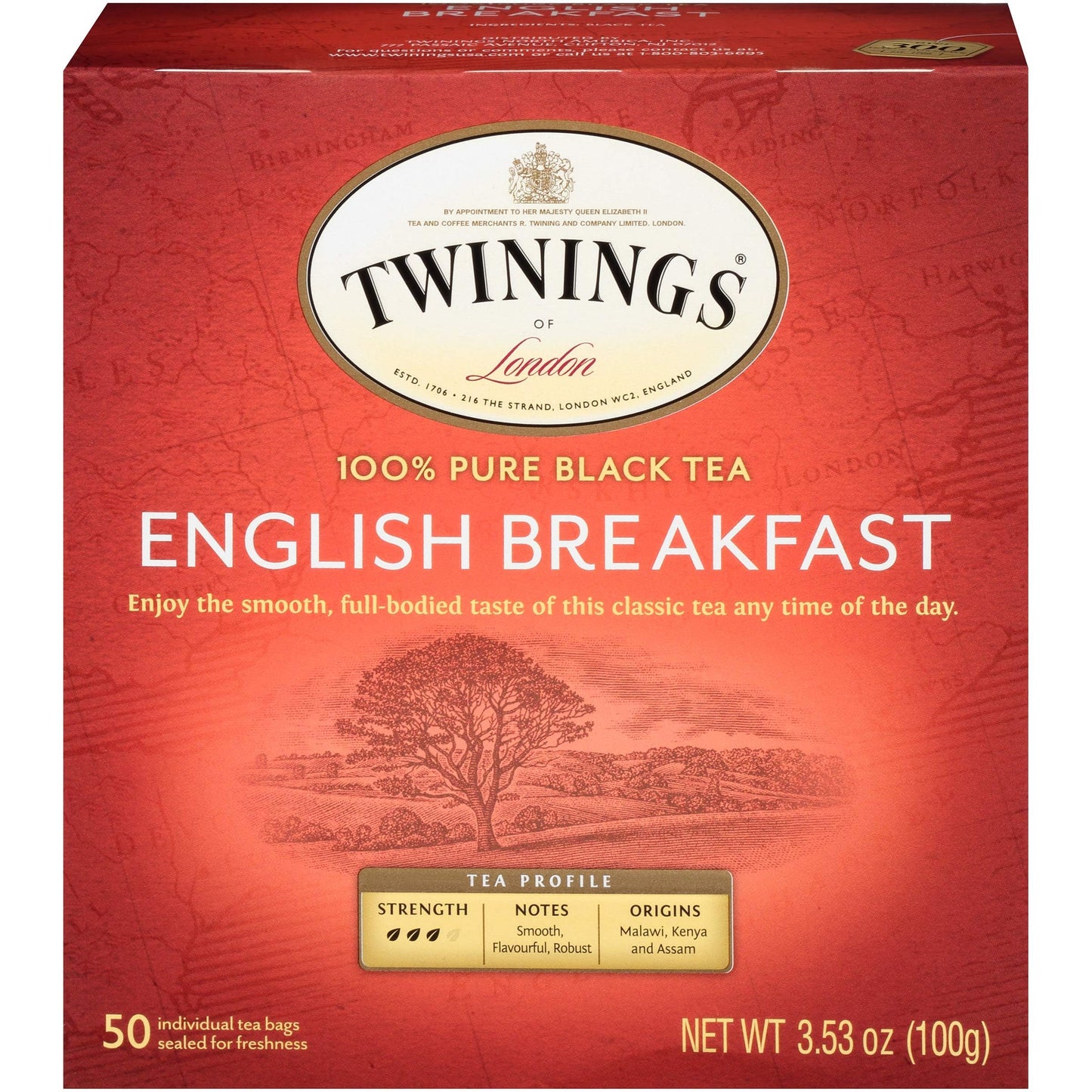 Twinings Decaffeinated English Breakfast Individually Wrapped Black Tea Bags, 20 Count Pack of 6, Flavourful & Robust