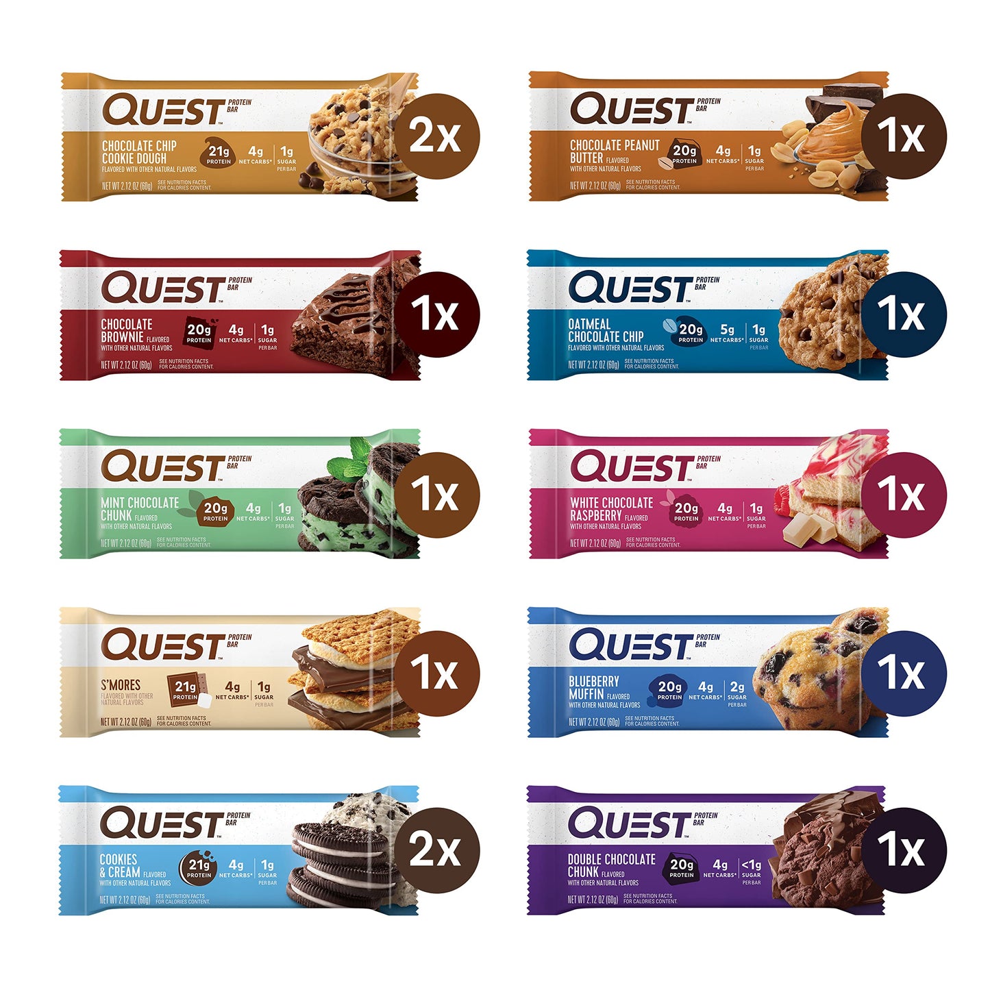 Quest Nutrition Ultimate Variety Pack Protein Bars, High Protein, Low Carb, Gluten Free, Keto Friendly, 12 Count