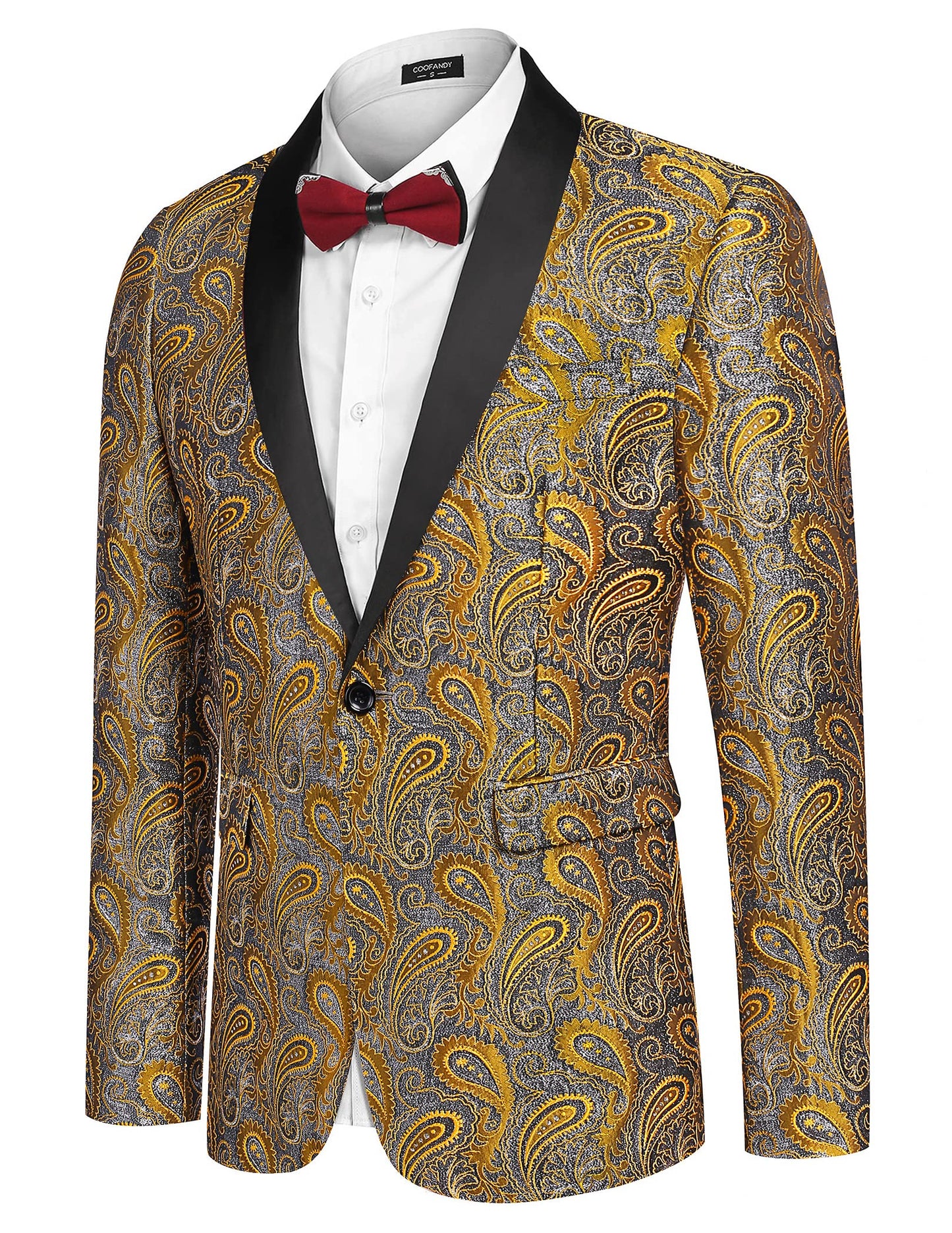 COOFANDY Mens Floral Tuxedo Jacket Paisley Shawl Lapel Suit Blazer Jacket for Dinner,Prom,Wedding