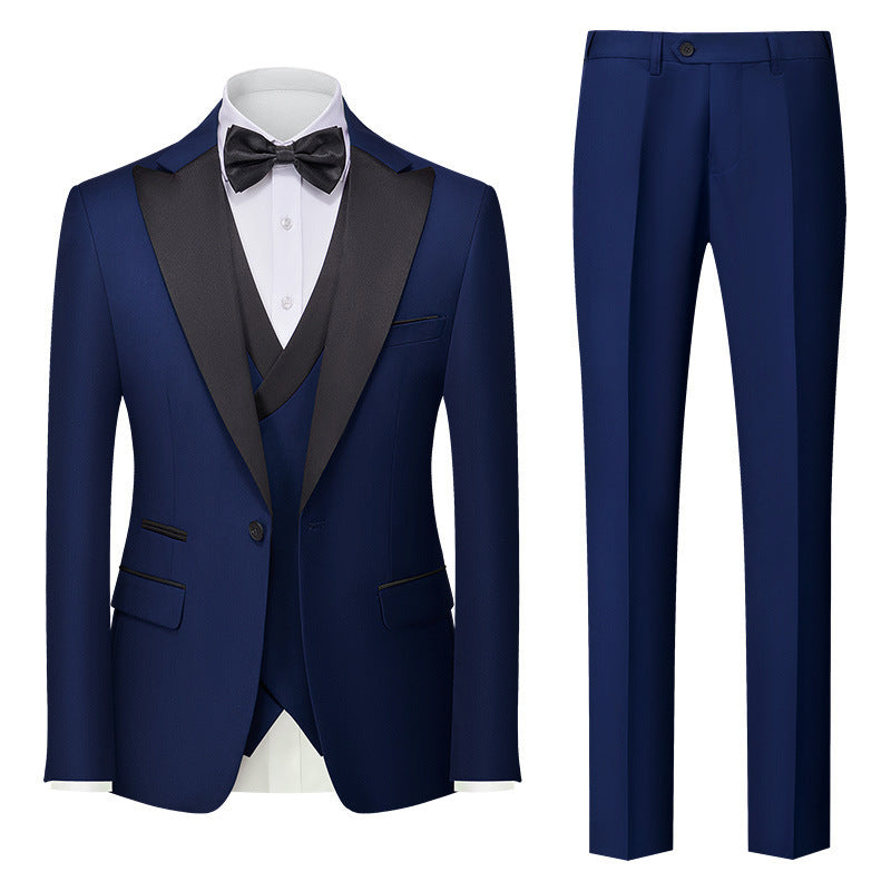 Men's New Suit Three-piece Korean-style Slim-fit Dress Suit