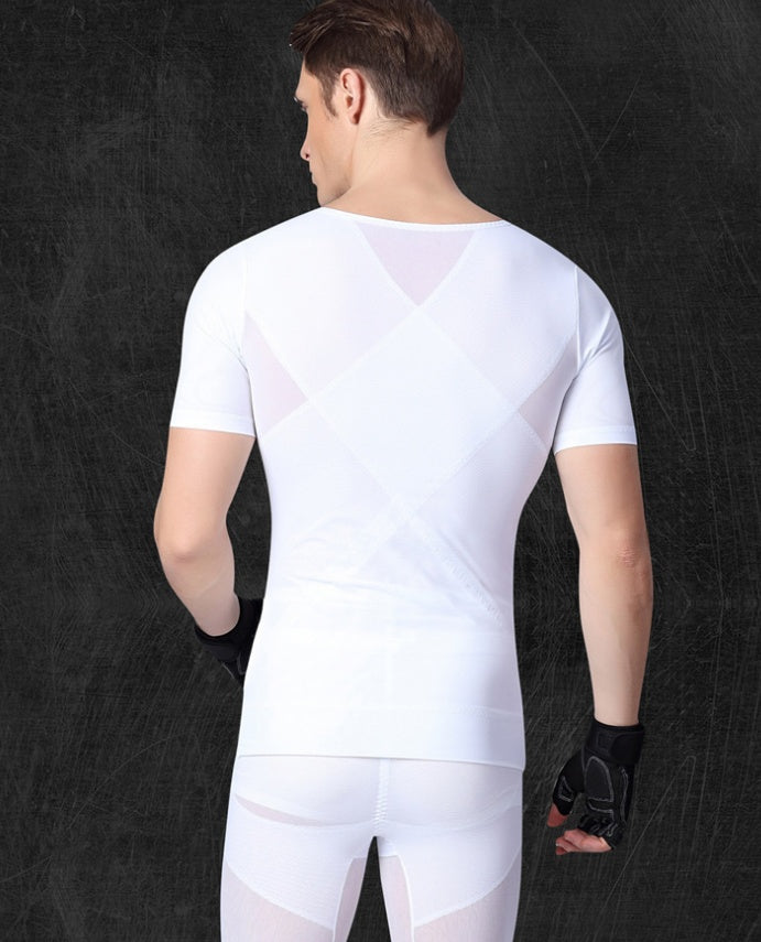 Men's corset underwear abdomen beam chest back belt shaping thin thin short sleeves reduce beer belly buckle