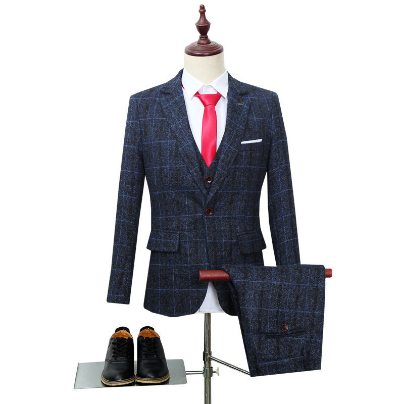 Men's Suit Three-piece Suit Korean Style Slim-fitting English Style Casual