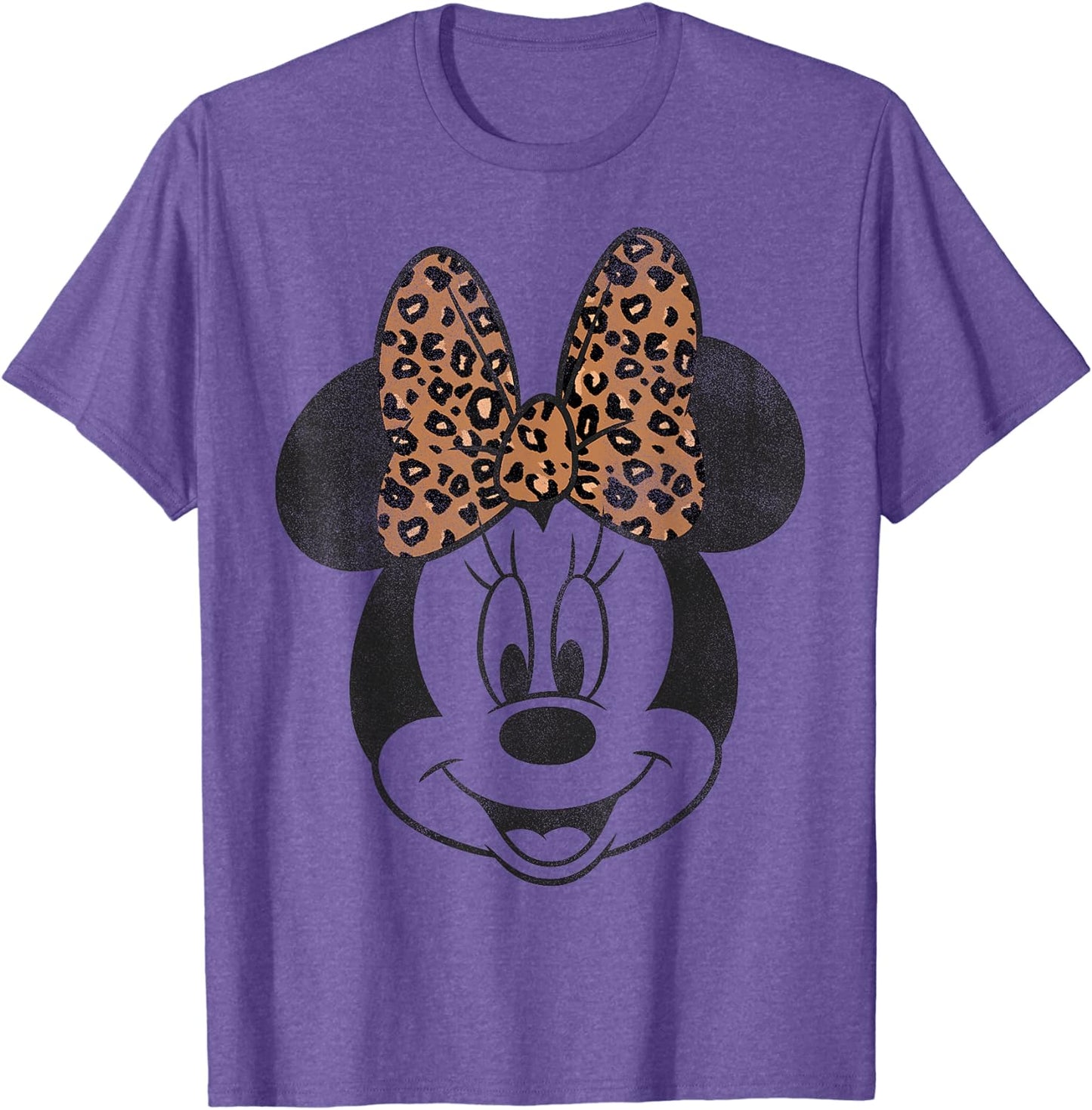 Disney Minnie Mouse Distressed Vintage Leopard Bow Portrait T-Shirt