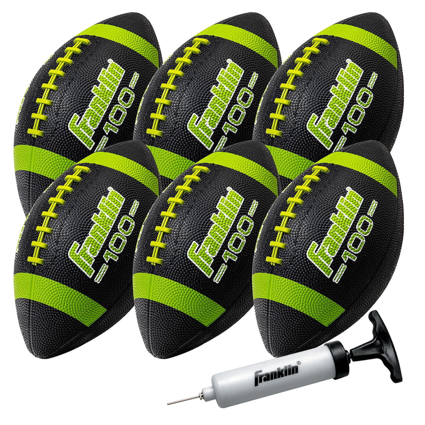 Franklin Sports Kids Junior Football - Grip-Rite 100 Youth Junior Size Rubber Footballs - Peewee Kids Durable Outdoor Rubber Footballs - Single Footballs + 6 Football Bulk Packs Available