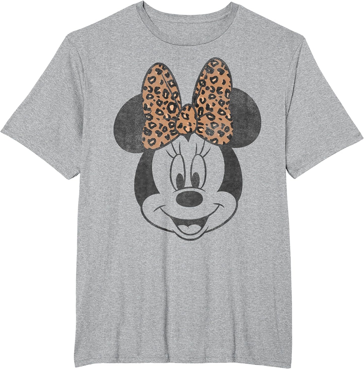 Disney Minnie Mouse Distressed Vintage Leopard Bow Portrait T-Shirt