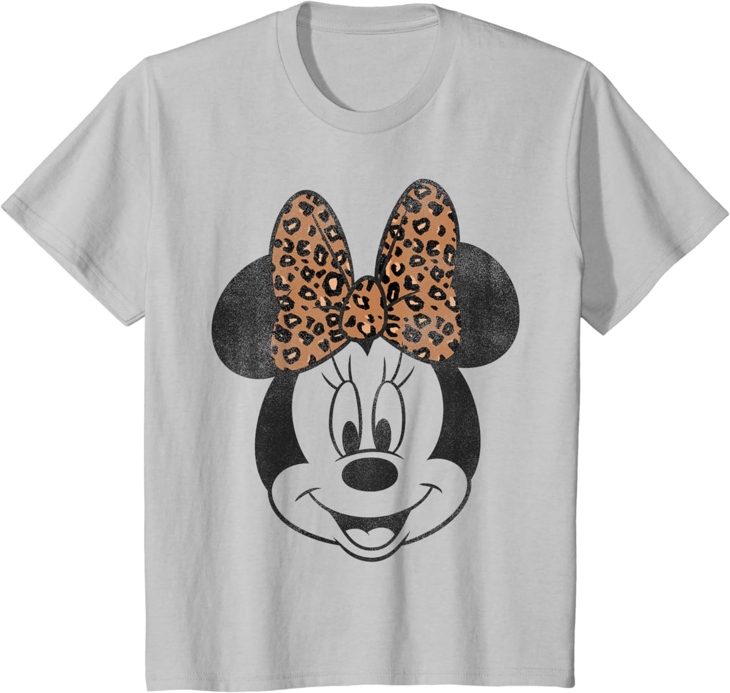 Disney Minnie Mouse Distressed Vintage Leopard Bow Portrait T-Shirt